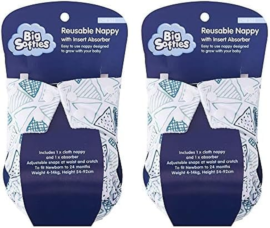 Big Softies Reusable Nappy with Insert Absorber, Koala (Pack of 2) image number 3