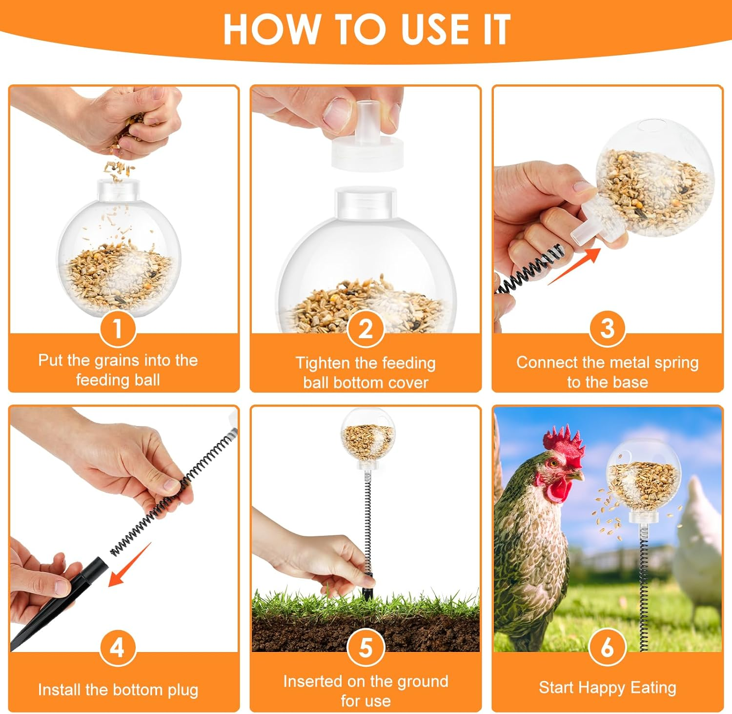 Awobepl 2 Pack Peck Toy Lightweight Chicken Treat Dispenser Interactive Chicken Slow Feeder Toy for Hens Ducks Large Birds Parrots image number 5