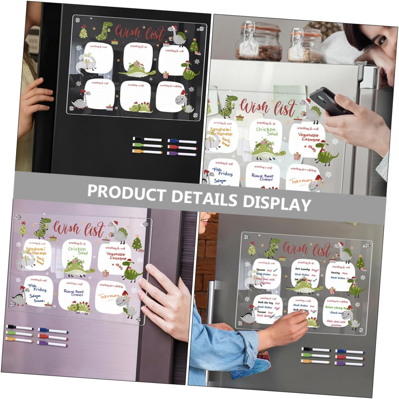 OHPHCALL Magnetic Dry Erase Board Acrylic Fridge Calendar Magnet Strip Easy Clean Whiteboard Eraser image number 4