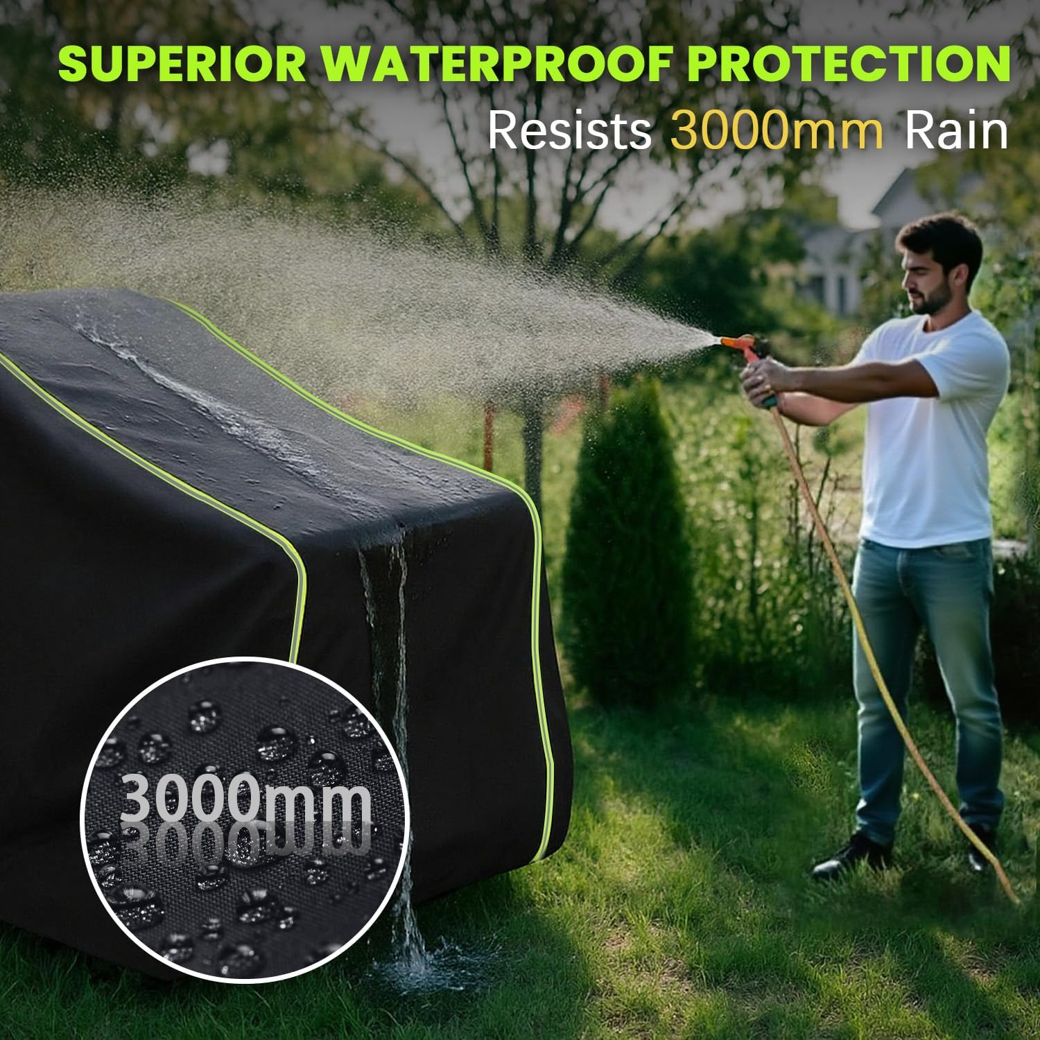 Riding Lawn Mower Cover &ndash; Ride on Mower Cover with 4000Mm Waterproof Rating & Uv-Resistant, Mower Cover Fits Decks up to 110Cm, Lawn Mower Cover with Windproof & Tear-Resistant | with Storage Bag. image number 1