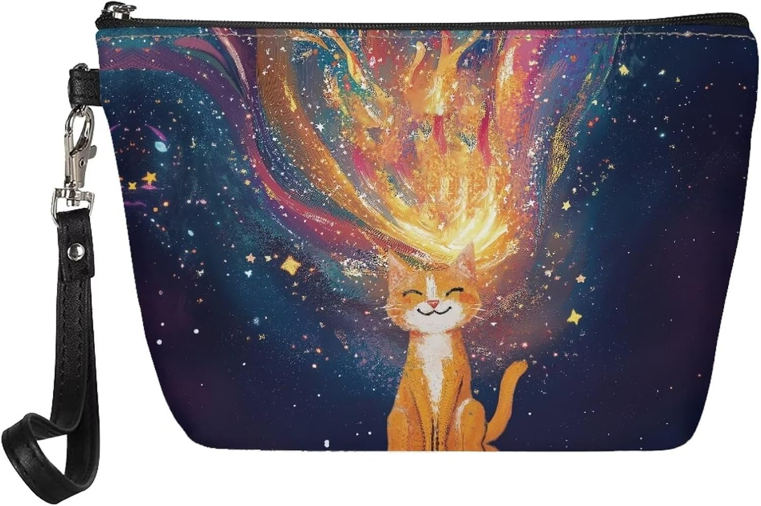 Mumeson Boston Bulldog and Flower Print Women Leather Trapezoid Toiletry Bag,Pink