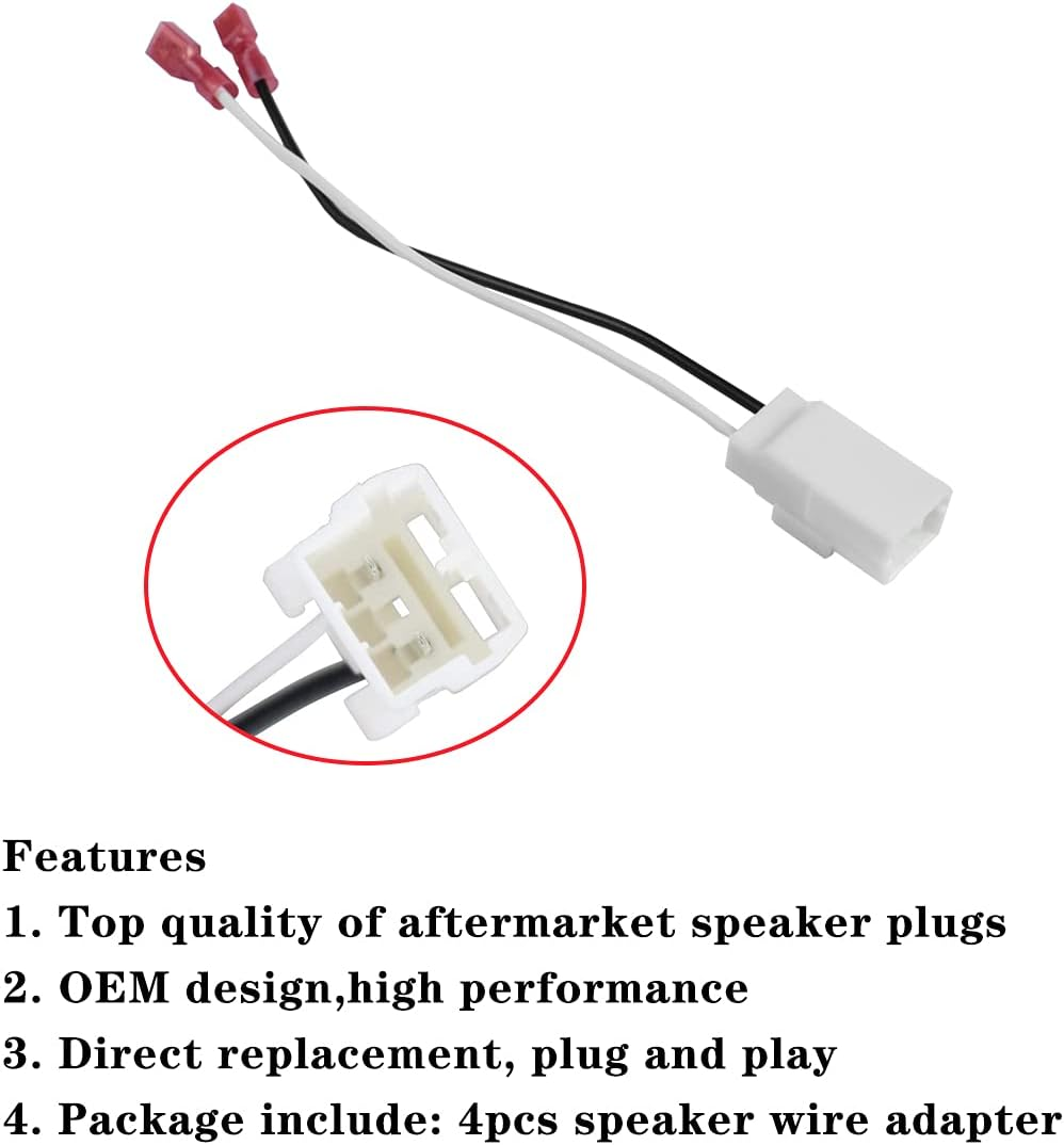 4 Pack Speaker Harness for Jeep Dodge Chrysler Models Front Rear Door Speaker Wiring Harness Adapter 72-6514 - Door Speaker Replacement image number 5