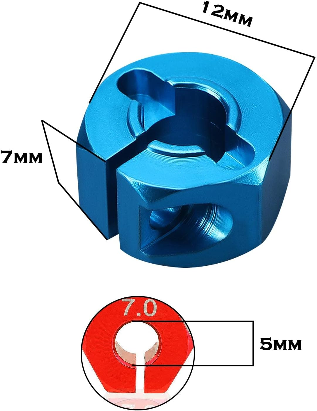 Emagtech 8Pcs Wheel Hex Adapter Aluminum Alloy Wheel Hub Socket Adapter RC Car Wheel Hexagonal Drive Hub Adapters Compatible with HSP Compatible with SCX10 Blue Red image number 5