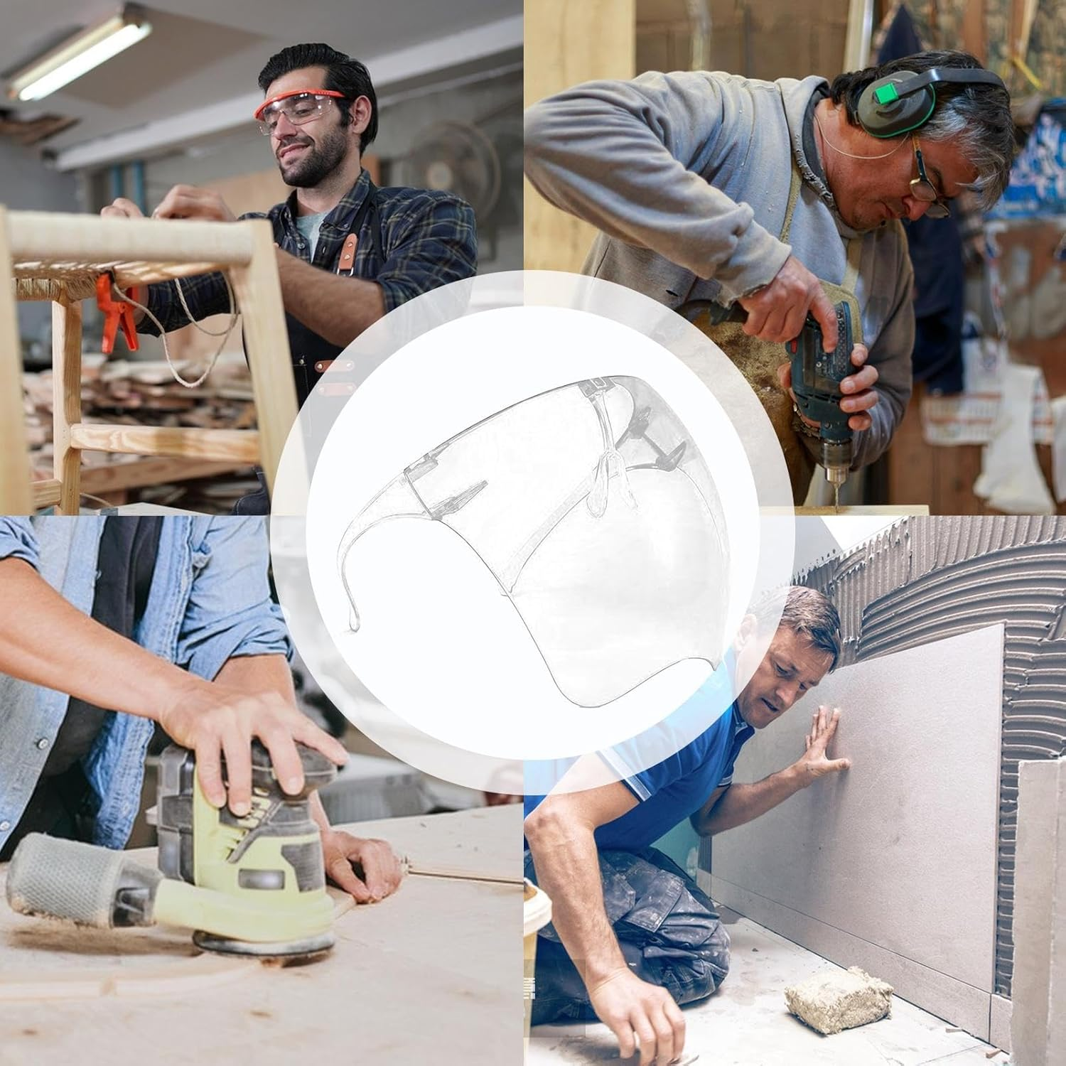 Safety Goggles & Glasses | Face Shield for Grinding and Cutting - High-Definition Protective Facial Cover Anti-Fog Eye Protection for Painting, Construction & Mowing