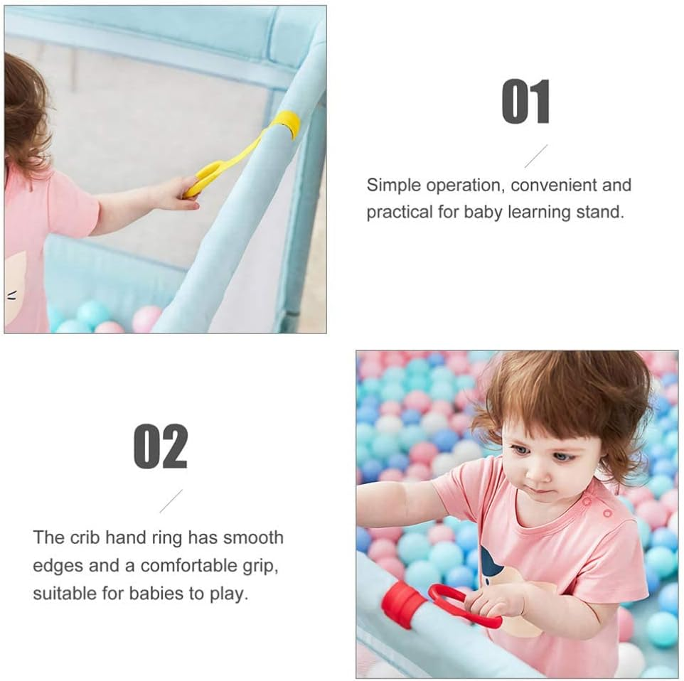 UOEPOWA 8 Pcs Baby Pull up Rings, Bed Stand up Assistant, Kids Walking Exercises Assistant Stand Up, Kids Walking Training Tool, Baby Walking Exercises Assistant Rings (4 Colors)