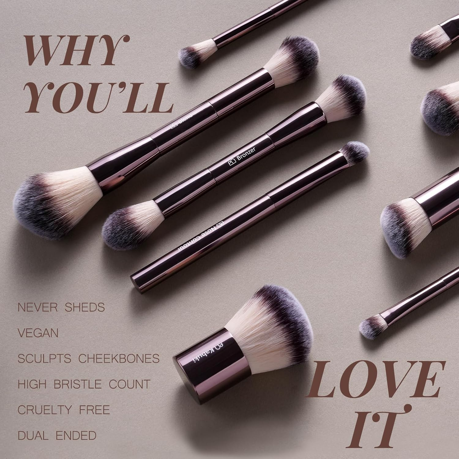 BS-MALL Makeup Brushes Kit &ndash; Professional Makeup Tools with Travel Case, Includes Foundation, Powder, Concealer, Lip & Eyeshadow Brushes for Daily Use & Versatile Occasions (Aluminum Tube Coffee)