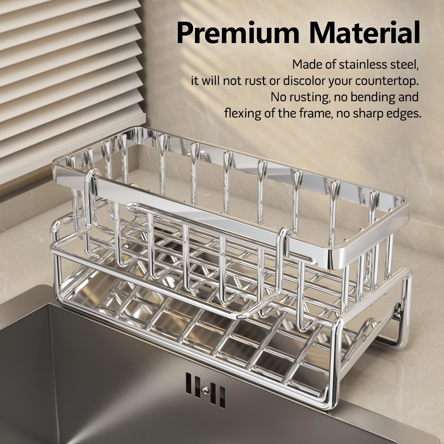 Beauty Nymph Sponge Holder for Kitchen Sink Storage Rack Kitchen Organizer Soap Brush Dispenser Sink Caddy Organizer with Dishcloth Towel Holder image number 3