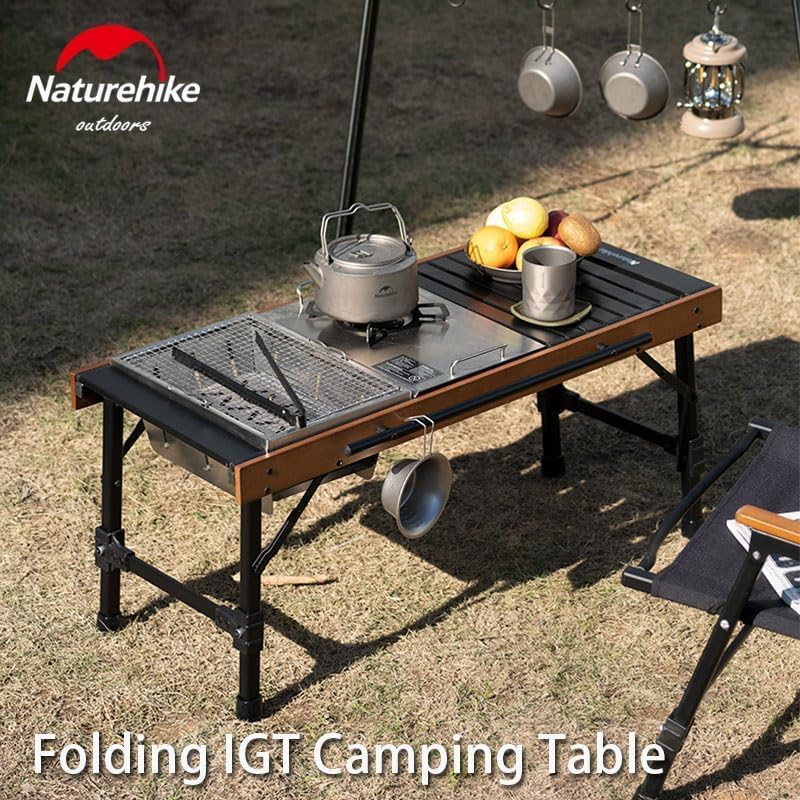 Naturehike IGT Camping Table, Fold up Lightweight, Aluminum Alloy+Wood, 4-6 Person Portable Table with Carry Bag for Outdoor, Folding Square Table, Picnic Backyards BBQ Camp Kitchen image number 2