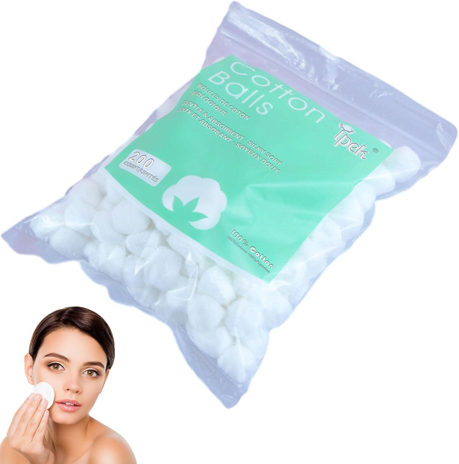 Small Cotton Balls,Soft Cotton Wool | Home Supplies Multipurpose Delicate for Makeup Nail Polish Removal Household Needs Baby image number 1