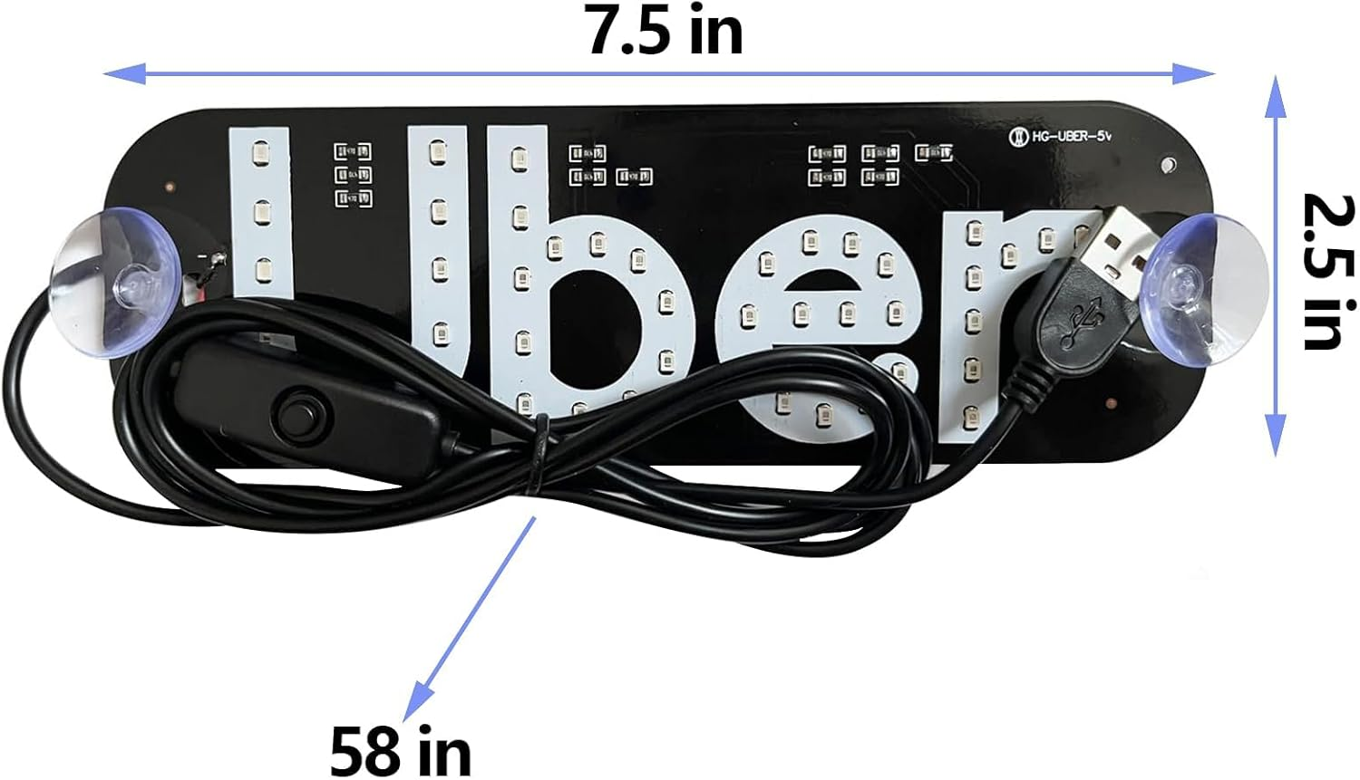 Led Light Signs,Taxi Light for Car with USB Plug,Glow LED Sign Decal Stickers,Bumper Sticker Vibrant LED Car Glow,Taxi LED Light Logo for Car Windshield with Suction Cups (Blue image number 5