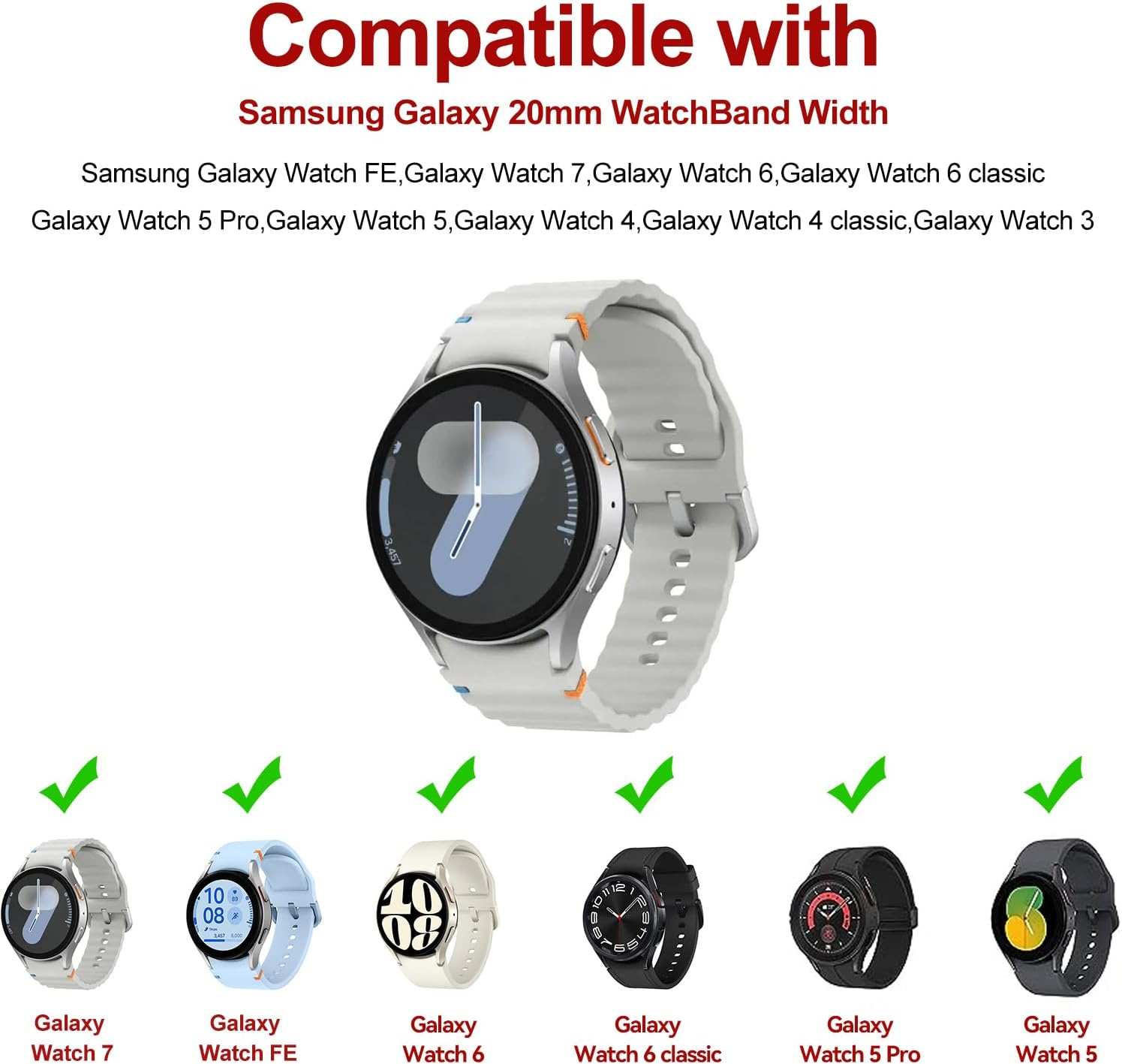 T Tersely Strap for Samsung Galaxy Watch 7/FE/6/5/4 40Mm 44Mm, 20Mm Solid Stainless Steel Metal Band for Watch 6/4 Classic 43Mm 47Mm/42Mm 46Mm, Watch 5 Pro 45Mm, Business Style for Men Women