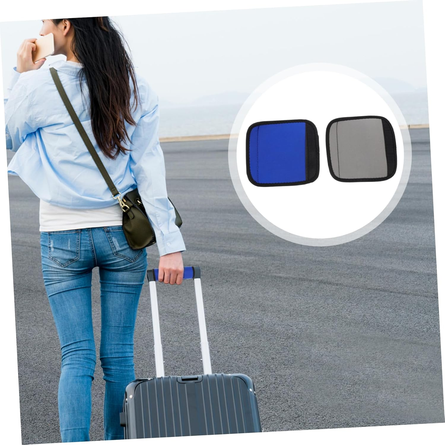 TEMPNAP 2Pcs Neoprene Luggage Handle Wraps Travel Bag Handle Covers Sleeves for Plane Camping Business Trips image number 6