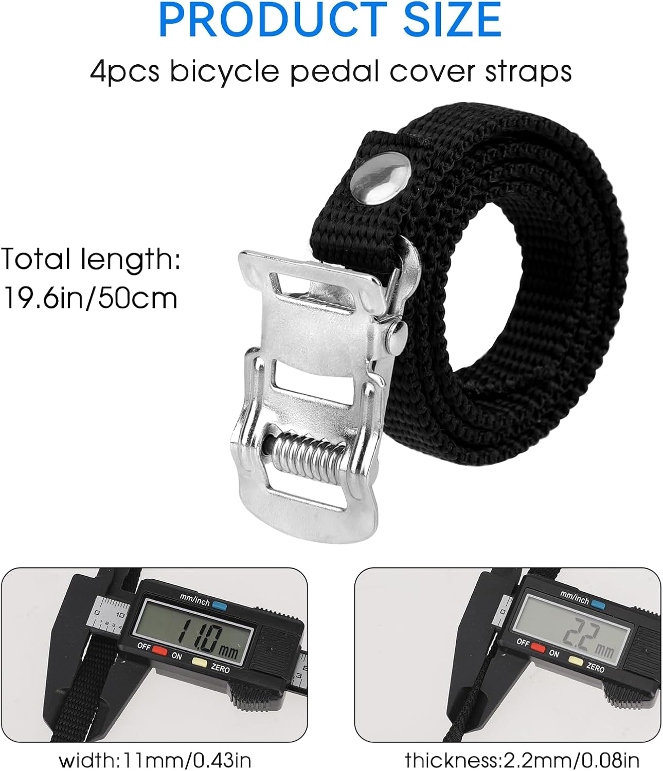 Mozeat Lens 4 PCS Bicycle Pedal Toe Straps Universal Replacement Foot Pedal Straps for Bicycles or Exercise Bike Spin image number 5