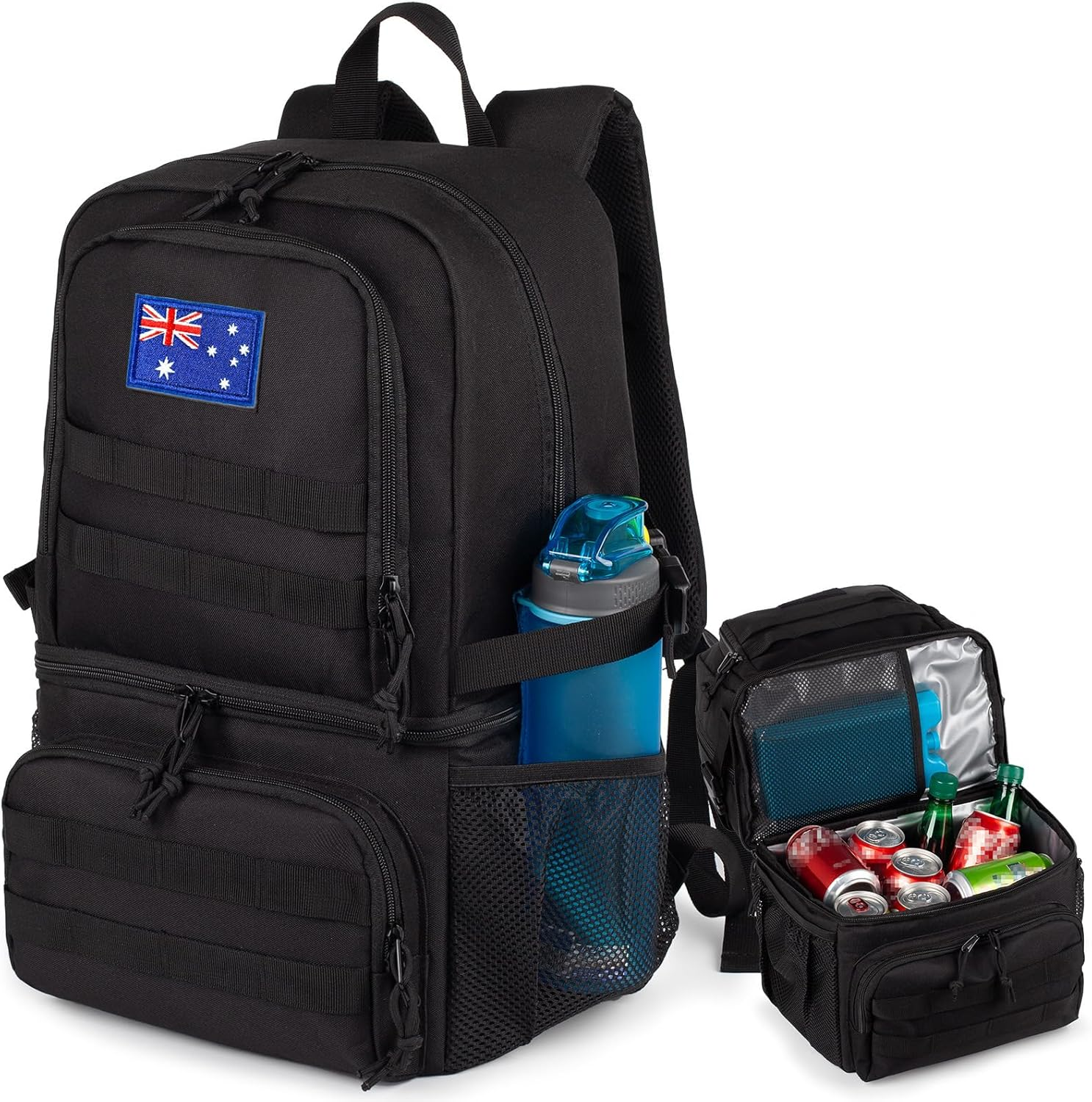 Tactical Double Deck Cooler Backpack for Men,Large Lunch Backpack with 2 Compartment,Soft Cooler Bag Water-Resistant Leak Proof Cooler Bag Beach Picnic