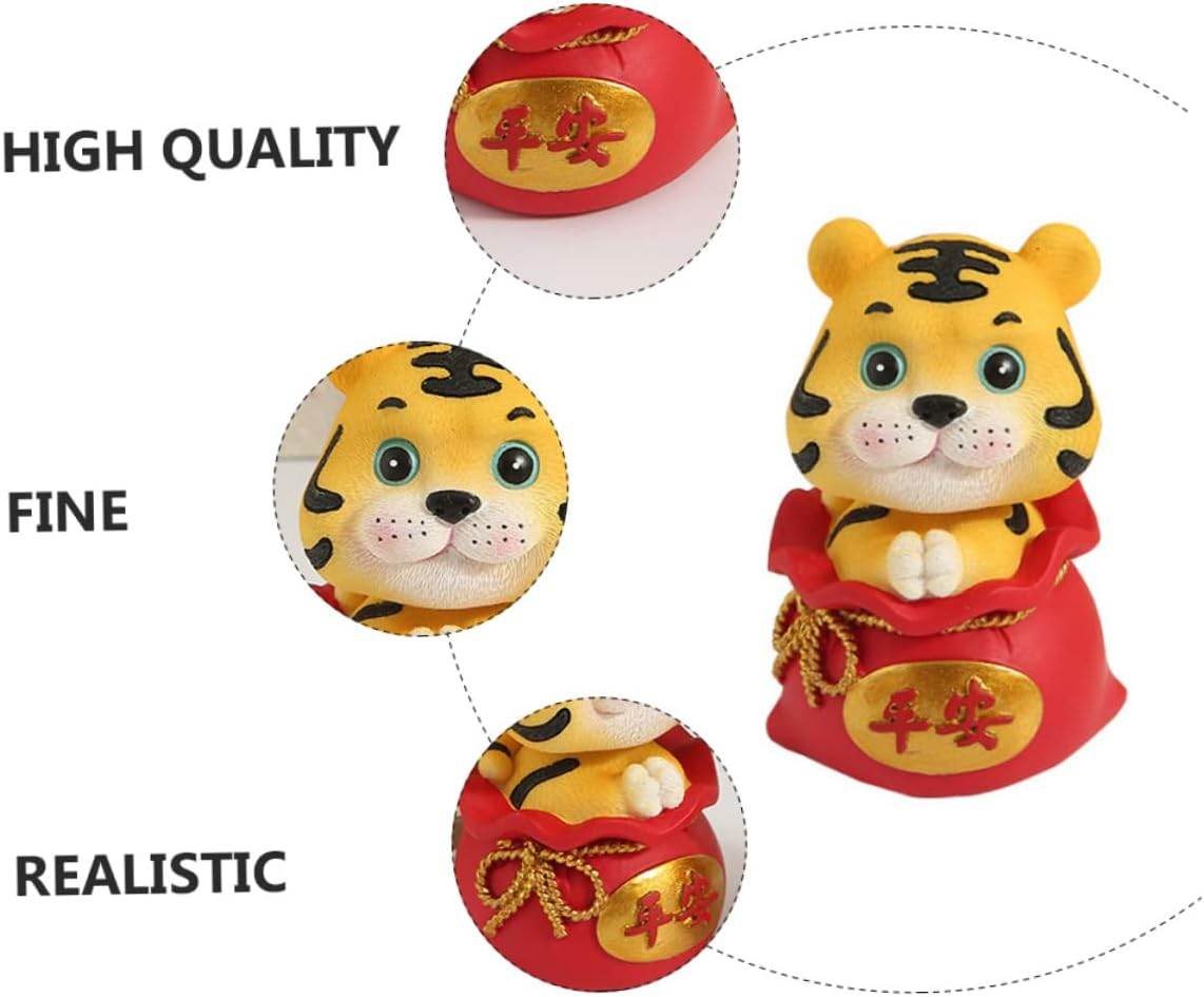 STOBAZA Resin Tiger Statue Shaking Money Bag Ornament for Nursery Decor Outdoor Garden Decor Lifelike Car Tiger Ornament