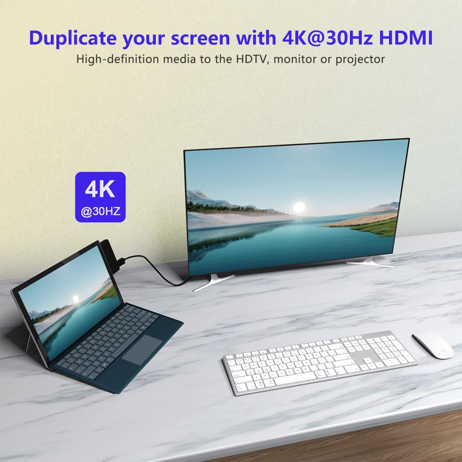 Surface Go 3 Docking Station, 4 in 1 Microsoft Surface Go Accessories with 4K HDMI + USB3.0 Hub + 3.5Mm Audio, USB Adapter for Surface Go/Go 2/Go 3