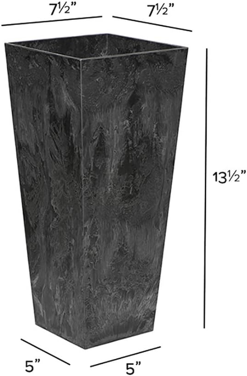 Artstone 35138 Ella Tall Planter, Black, 13.5-Inch