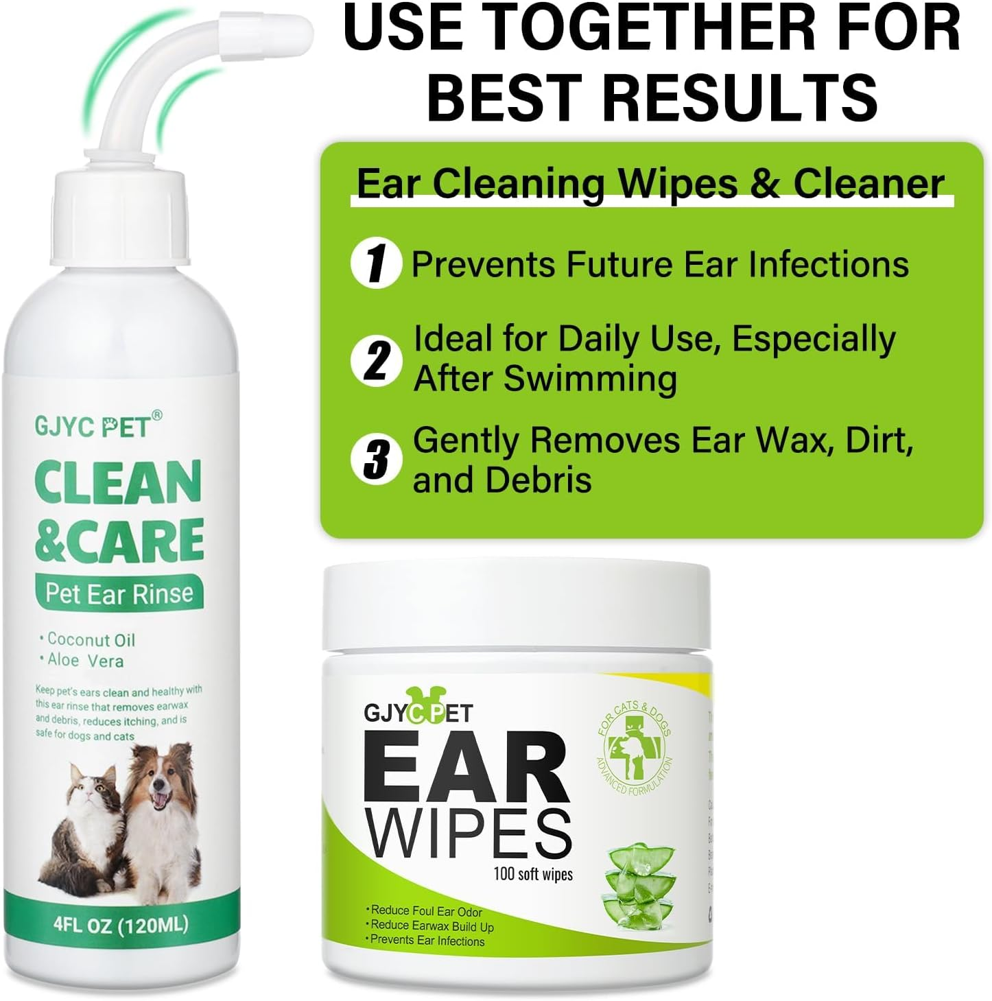 Ear Cleaner for Dogs and Cats,Dog Ear Infection Treatment for Itch Relief, Cleans the Ear Canal from Debris and Buildup Removes Wax, Odor with Aloe 4 Fl Oz image number 2
