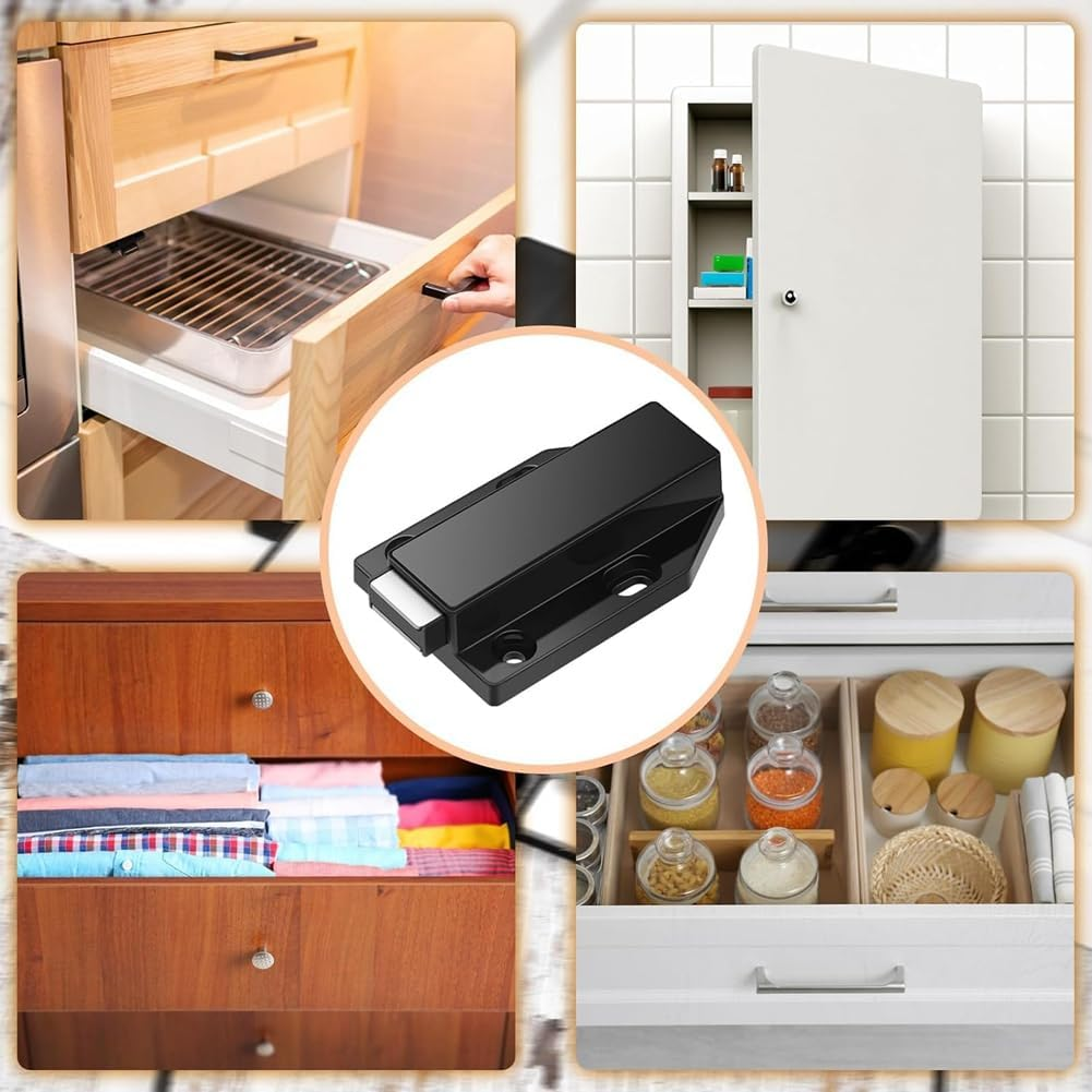 Aribrnten 8 Pack Magnetic Push Latch Touch Latch Heavy Duty Push to Open Cabinet Hardware Black image number 5