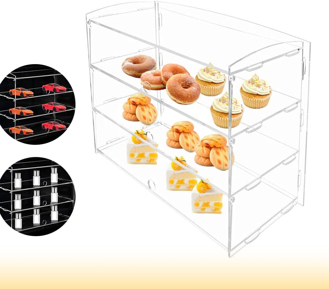 PORIYA 2/3 Tier Large Acrylic Bakery Cake Display,5Mm Thick Transparent,Cabinet Case Donuts Cupcake Pastries, Model Showcase Countertop Flip-Up Door (3 Tier) image number 6