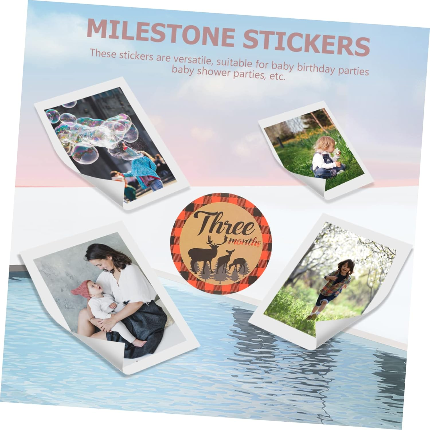 12Pcs Labels Milestone Stickers Newborn Monthly Decals Self-Adhesive Stickers for Photos Easy to Stick and Tear off Non-Toxic Safe image number 5