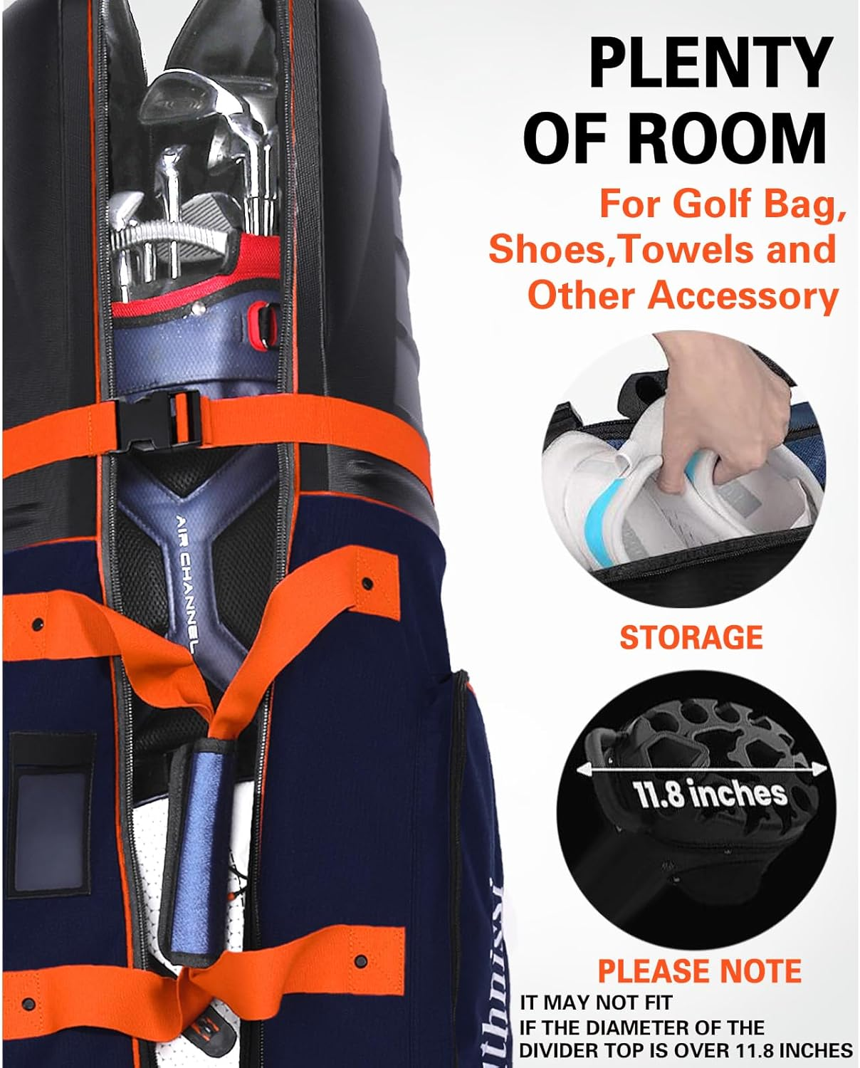 Golf Travel Bags for Airlines with Strong Wheels and Hard Case Top,Keep Club Heads Safe,Waterproof Fabric,Foldable for Space Saving,Easy Storage,Plenty of Room,Lightweight image number 2