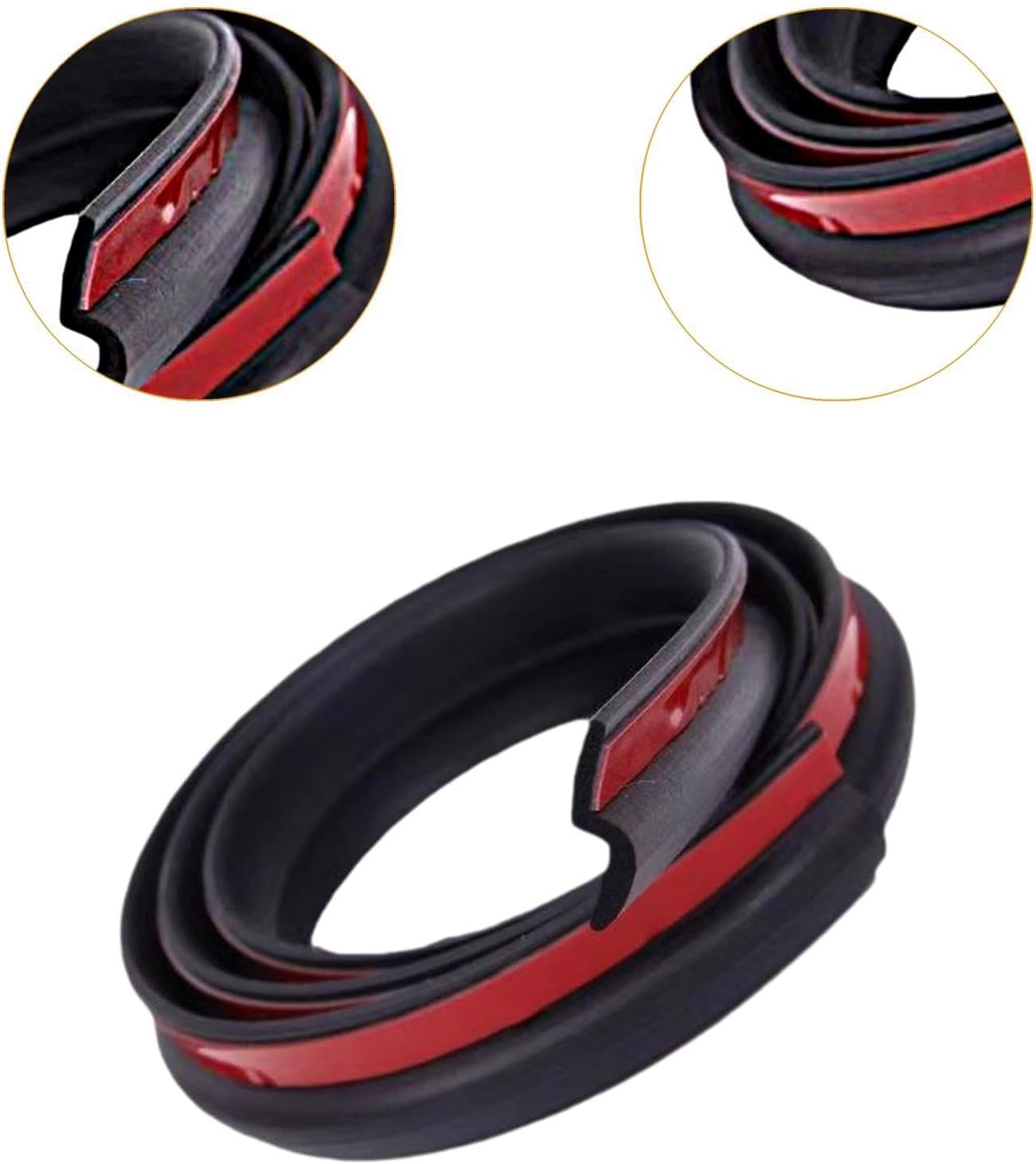 Jicsuxi Car Hood Sealing Strip 13 Ft Automotive Weather Stripping Rubber Seal Strip Black Red image number 5