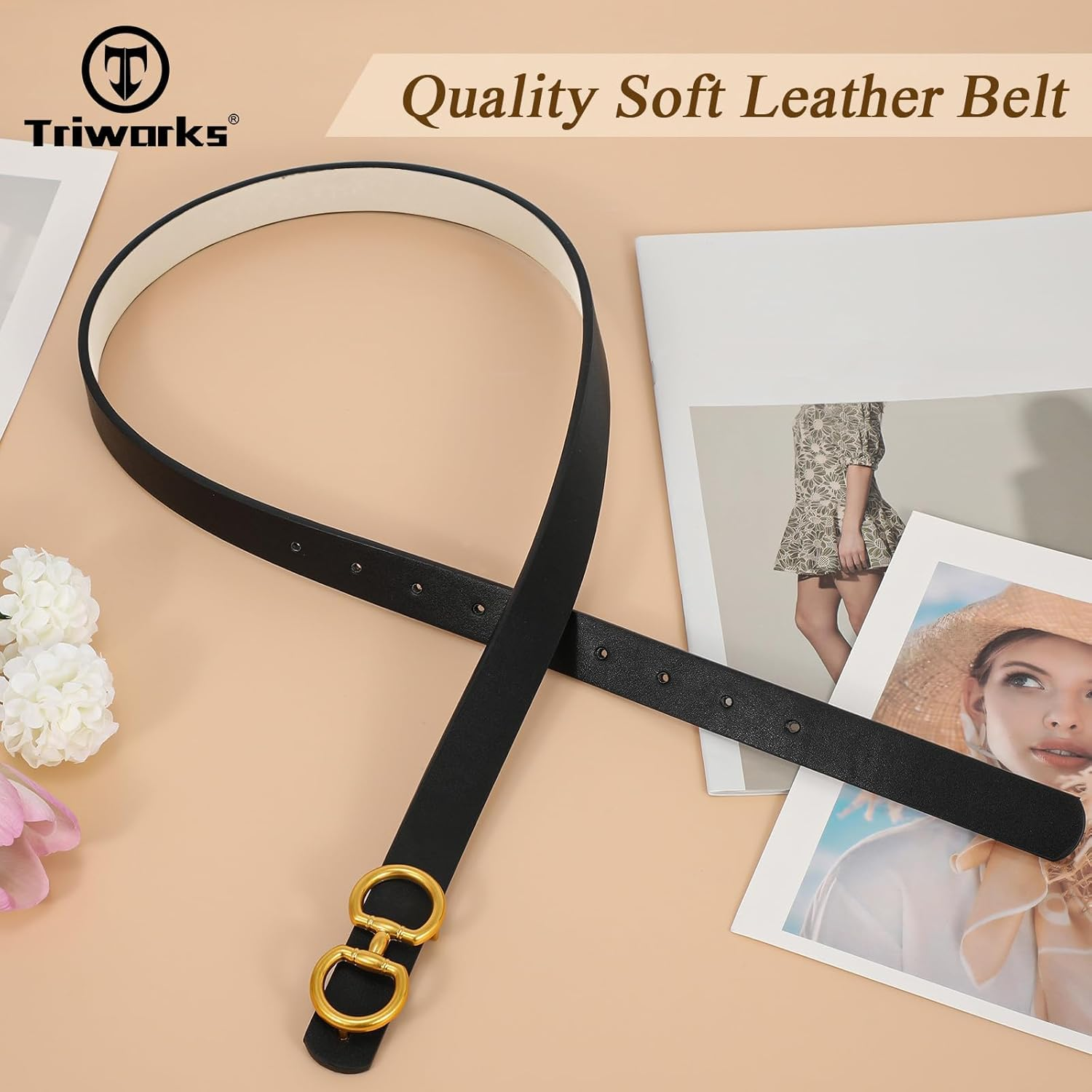 Double Ring Belt Women Fashion Leather Belt Golden/Silver O Ring Buckle Belt for Jeans, Pants, Dresses, Shorts image number 6