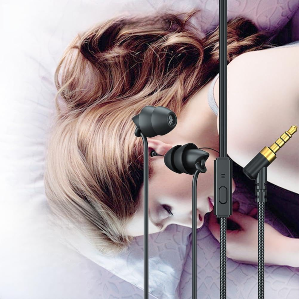 Generic Skin-Friendly Silicone in Ear Earphones Stereo Sleeping Earbuds Noise Cancelling Wired Headset for MP3 Phones, Hifi Sound Quality for Relaxation (Black) image number 4