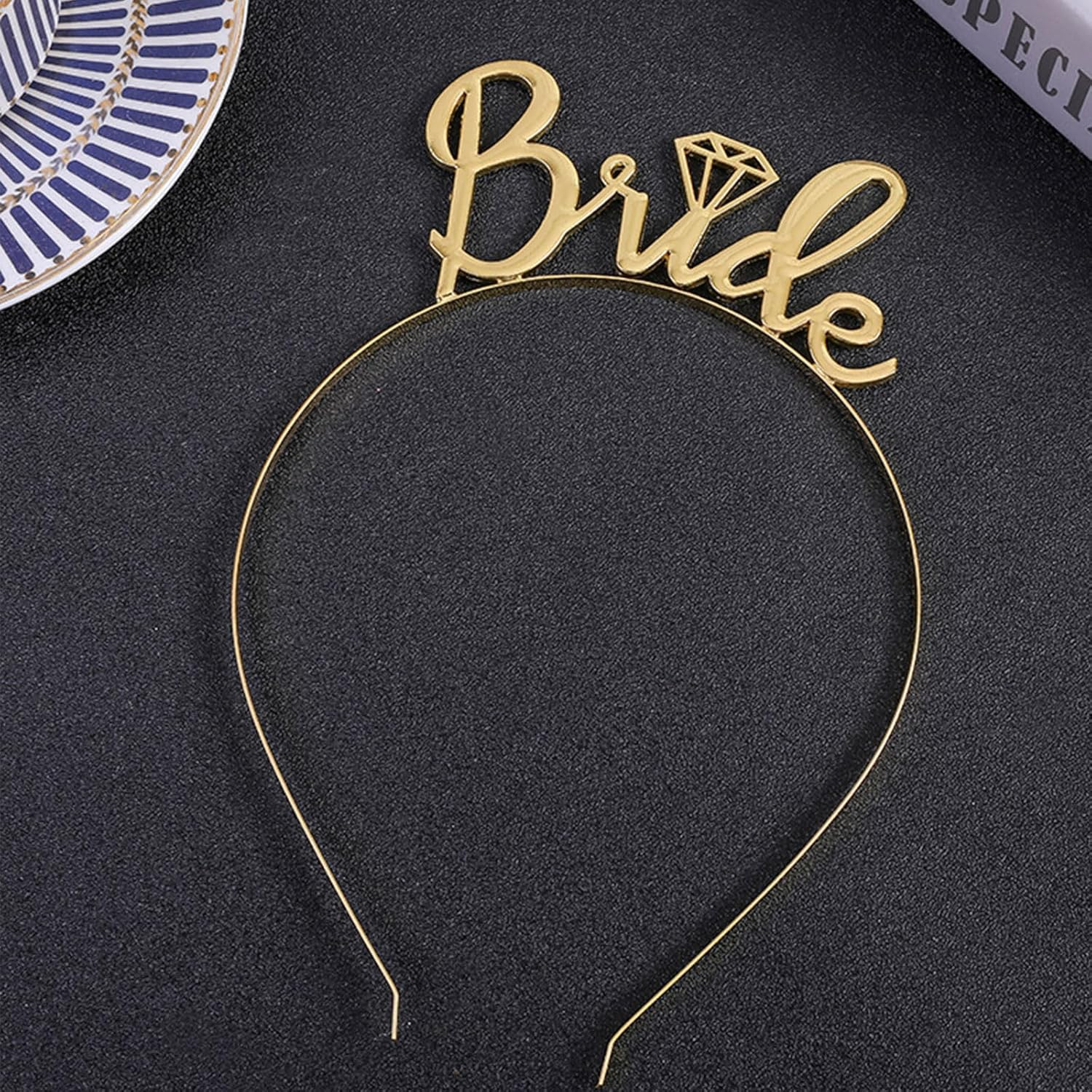 Lunarcharm JGA Headband Women Rose Gold Metal Bridal Headband Bride Hair Accessories for Bachelorette Party Hen Party Hen Party Women Gold image number 5