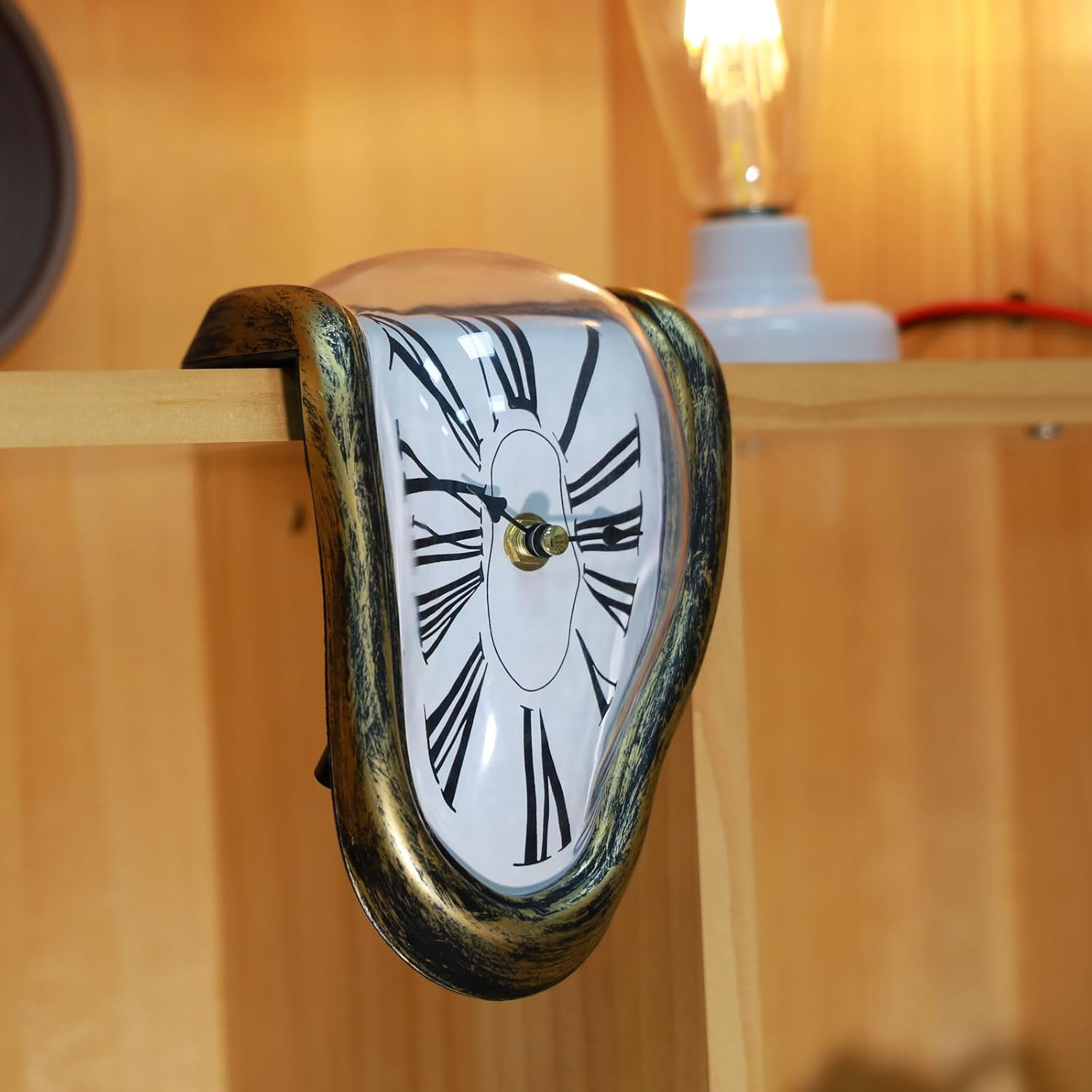 Melting Clock, Salvador Dali Watch Melted Clock for Decorative Home Office Shelf Desk Table Funny Creative Gift，Rome Antique Gold image number 2