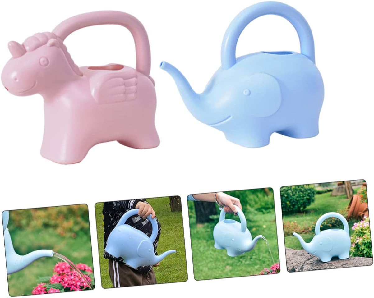 GANAZONO 2Pcs Cartoon Boy Girl Watering Can Ergonomic Design for Plants Adorable Elephant Lightweight Watering Can for Boys and Girls Gardening image number 5