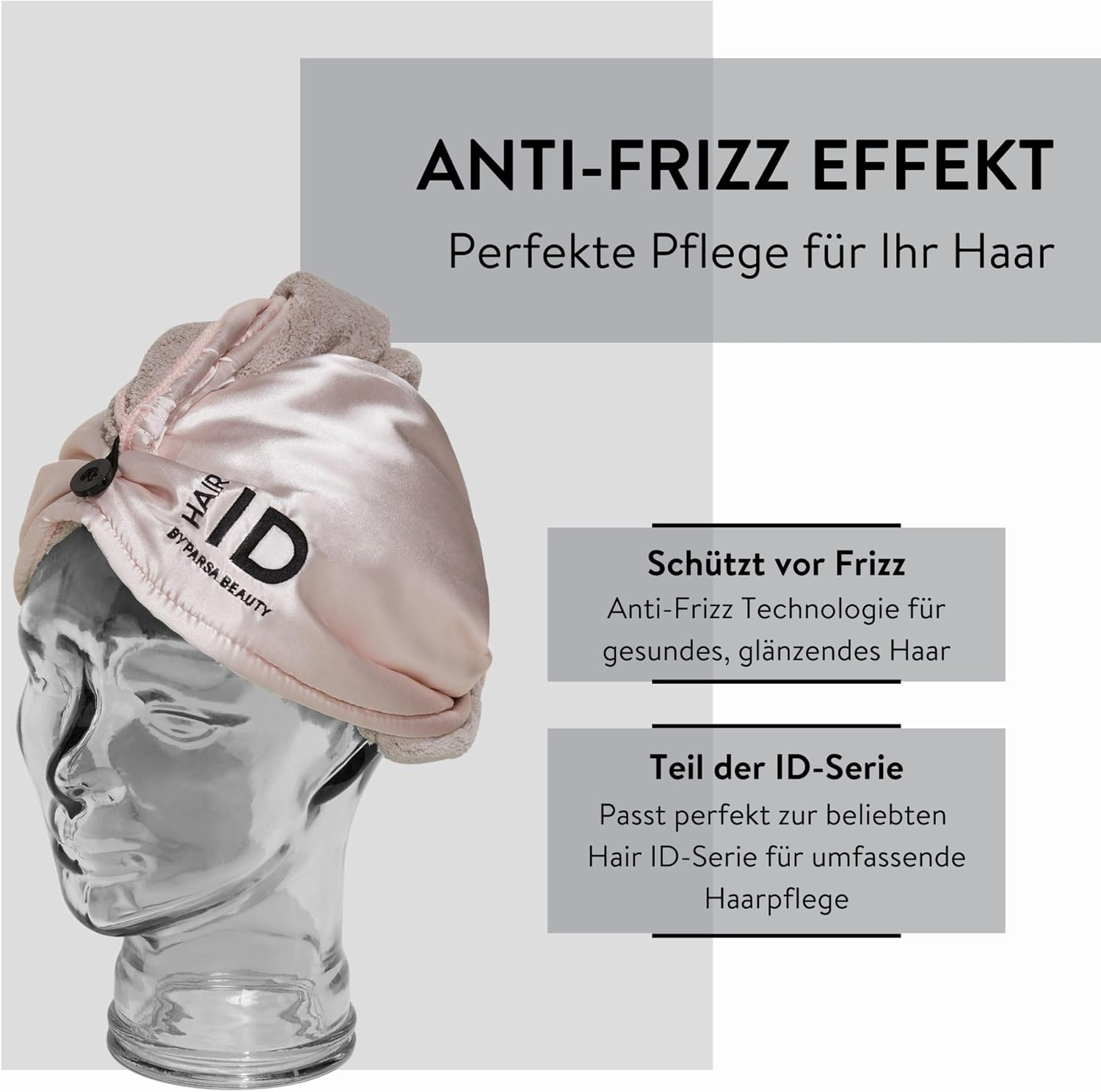 PARSA Beauty Hair ID 2-In-1 Hair Turban Anti-Frizz Turban Microfibre and Satin Hair Turban for Hair Drying and Hair Protection, Premium Reversible Function, Frizz Control, Hair Care for Day and Night