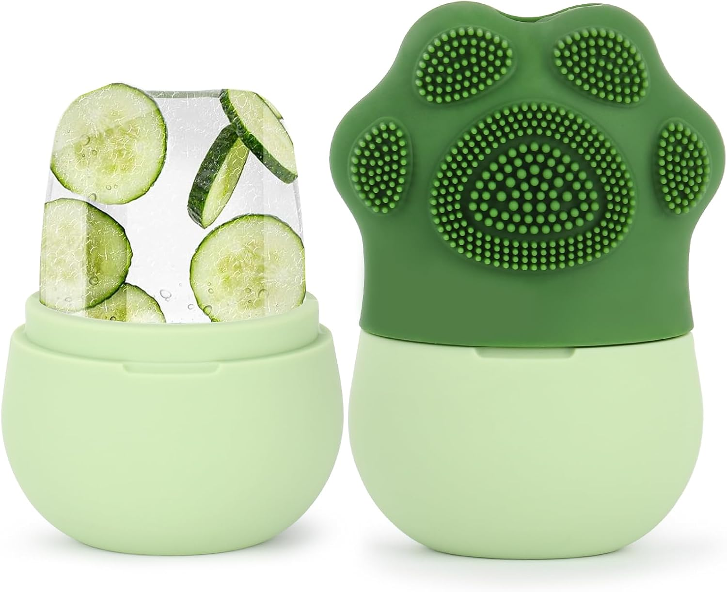 BTYMS Ice Roller for Face and Eye Paw-Shaped, Refillable Silicone Ice Cube Roller Massager for Anti-Wrinkle, Reduce Puffiness, Shrink Pores, Fine Lines, Improve Skin Elasticity - Green image number 3