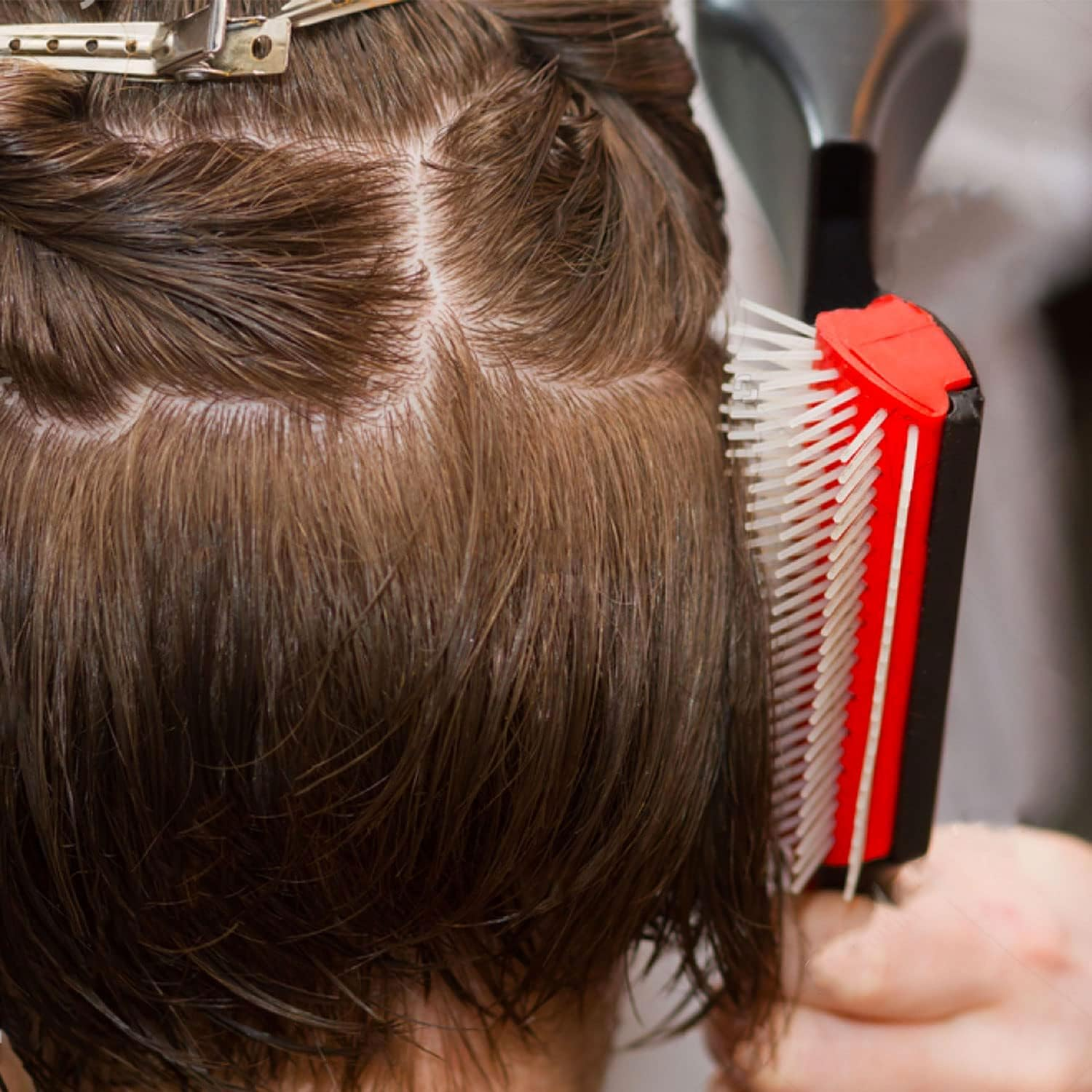 5 Pcs Detangling Brush Set Cushion Nylon Bristle Shampoo Brush Dual Edge Teasing Comb (Black-1) image number 5