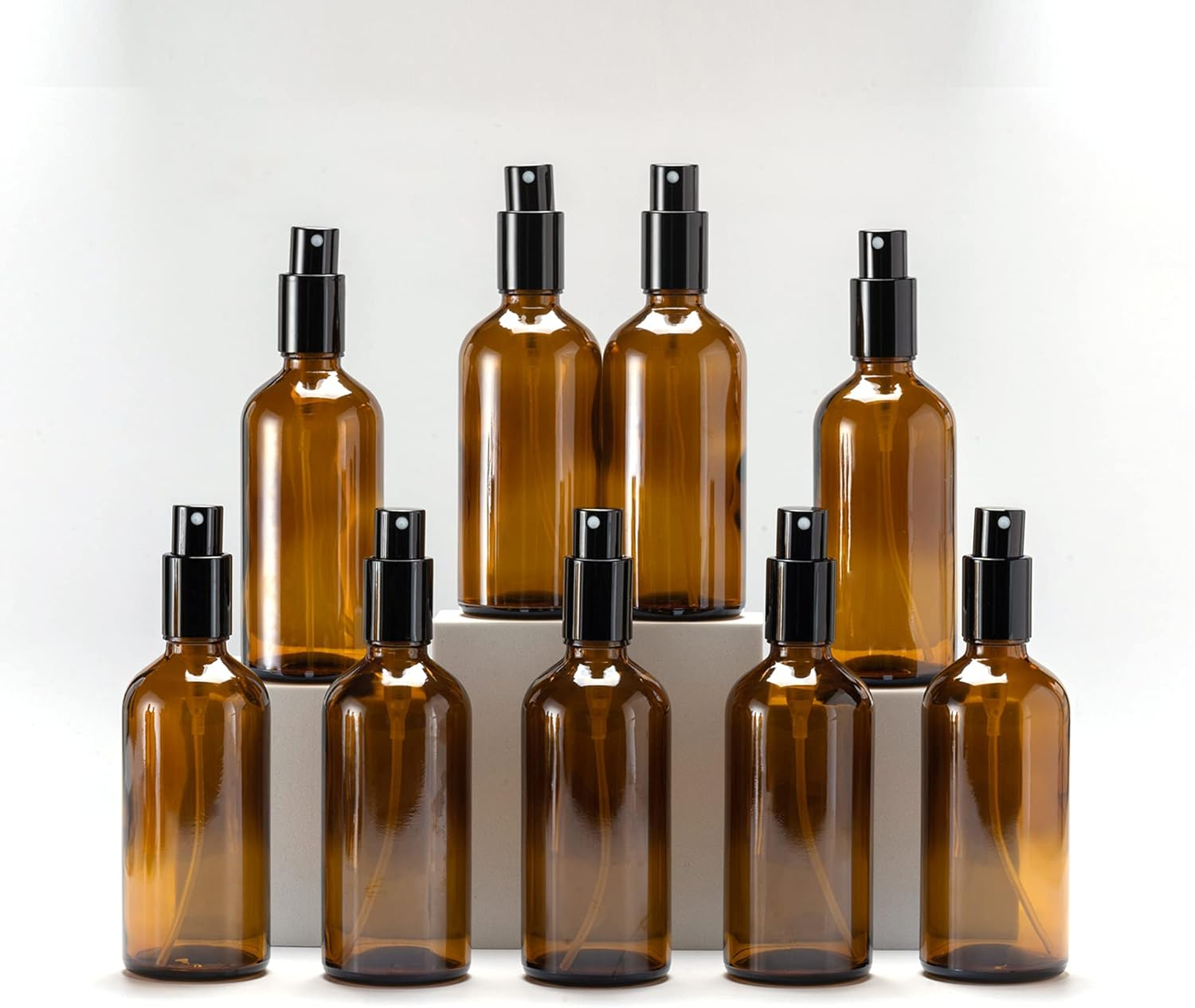 YIZHAO Amber Glass Spray Bottles 4Oz, with Small Fine Mist Spray, Metal Cap, Refillable for Essential Oil,Travel,Cleaning,Perfume,Aromatherapy,Makeup &ndash; 9 Pcs image number 5