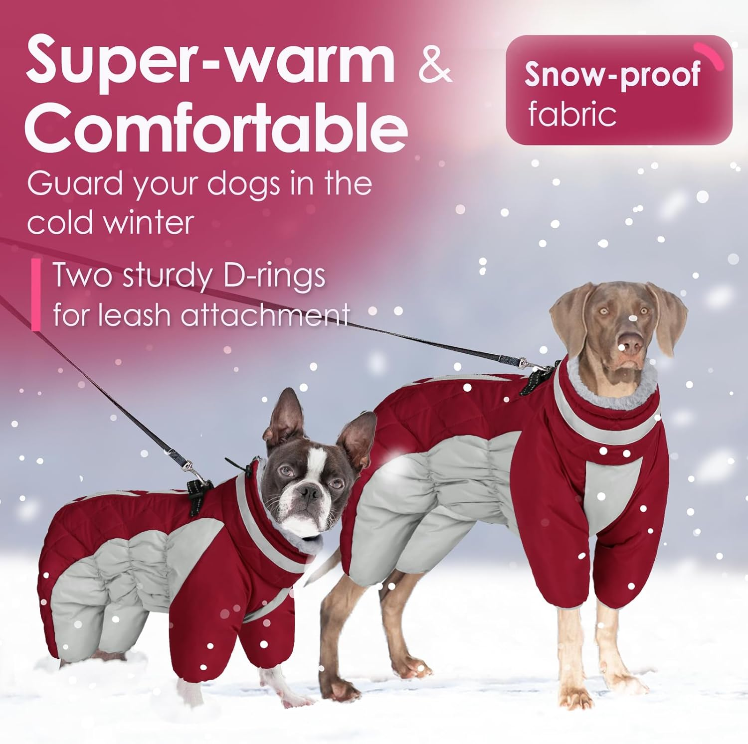AOFITEE Full Body Dog Coat, Warm Fleece Dog Jacket, Windproof Dog Winter Coat with Harness, Reflective Dog Snowsuit, Four Leg Winter Puffer Coat for Small Medium Large Dogs image number 1