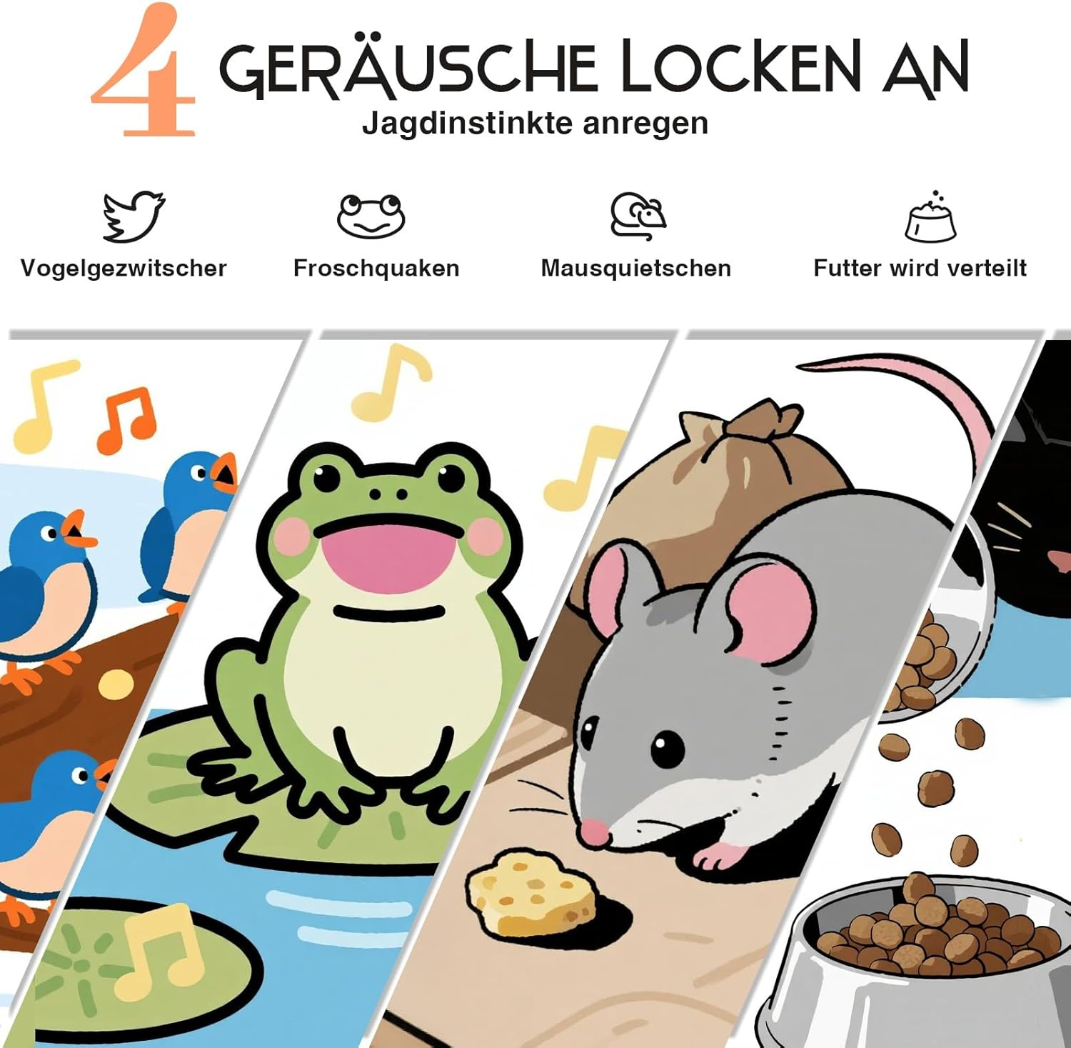 Zeepet Interactive Cat Toy for Adults, House Cats and Kittens, Automatic Moving Bird Ball with 2 Feather Tails, Touch Activation, Multiple Chirping Tones (White) image number 5