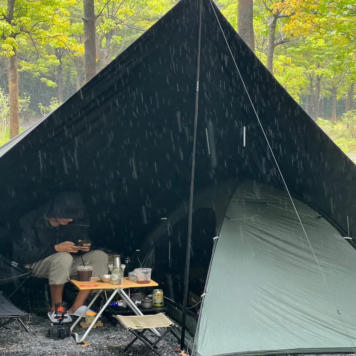 Large Waterproof Camping Tarp Tent Shelter Lightweight Backpacking Hiking Hammock Rain Fly Sun Shade (Olive Green||3X4M Tarp with 19 Loops) - Olive Green||3X4M Tarp With 19 Loops image number 4