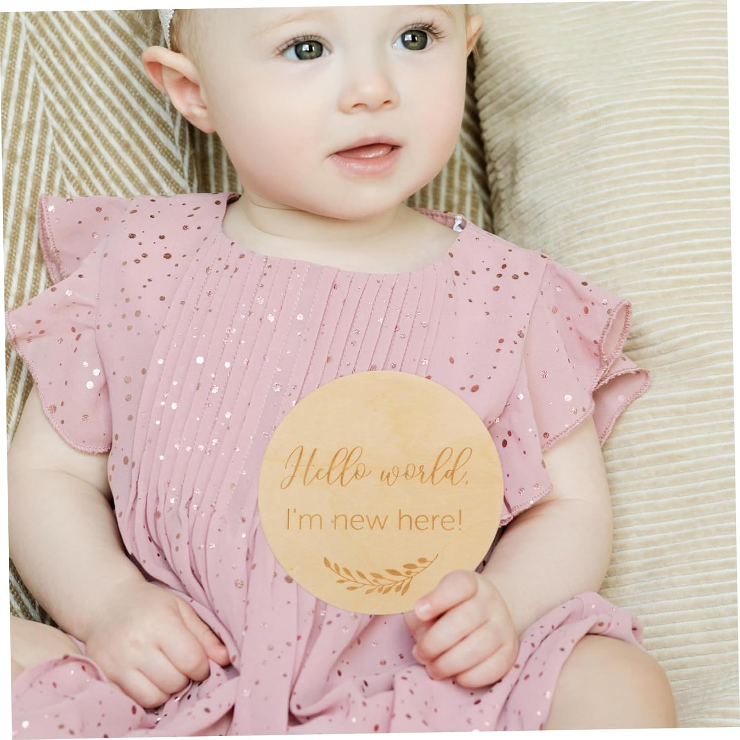 Kisangel 2Pcs Wooden Growth Milestone Cards Creative Keepsake Photography Props for Newborns Durable round Discs for Capturing Monthly Milestones and Cherished Memories image number 1