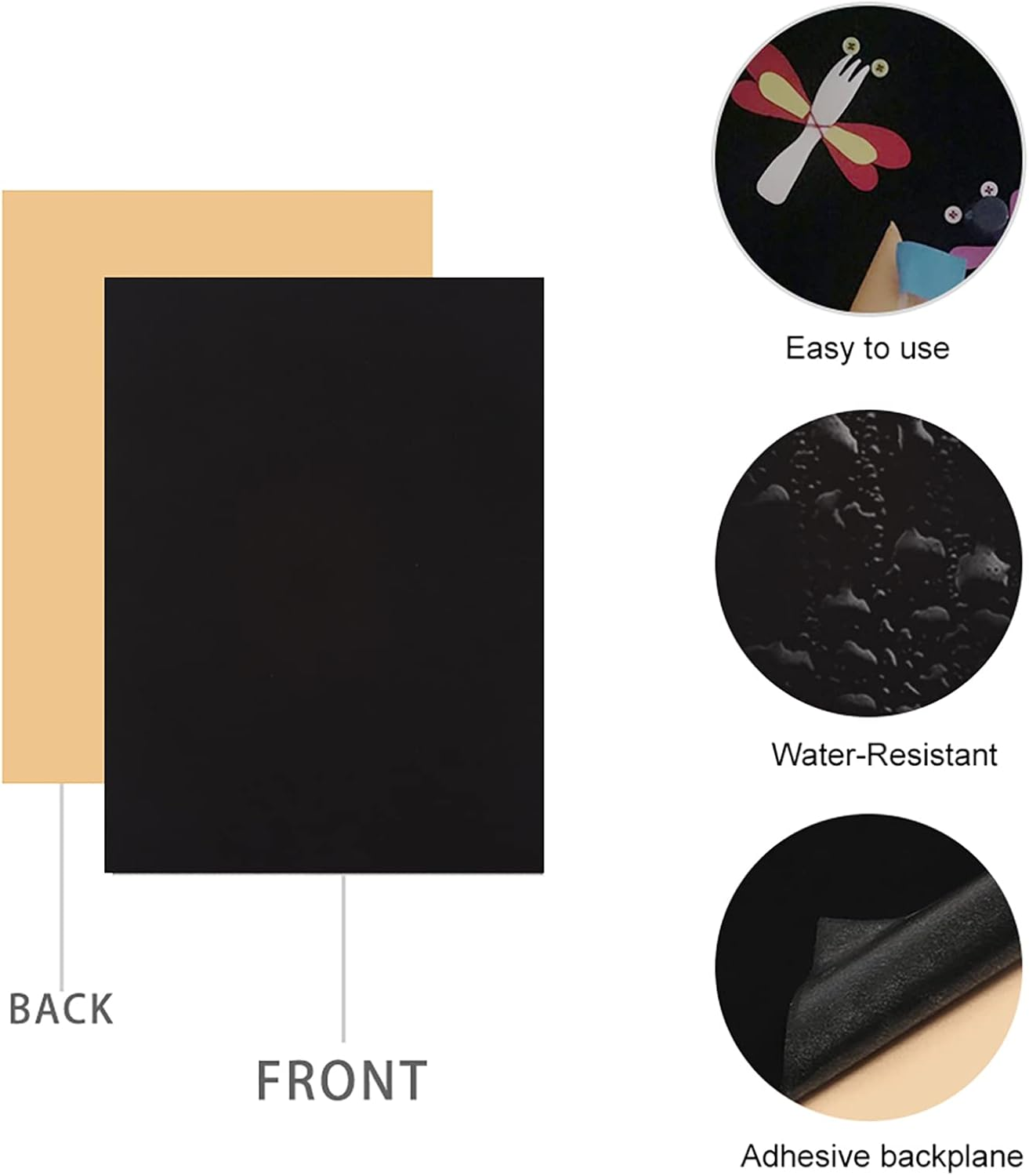 Yaohui 3-Pack Self-Adhesive Felt Sheets, Peel & Stick, A4 Size (8.3" X 11.8", Black)