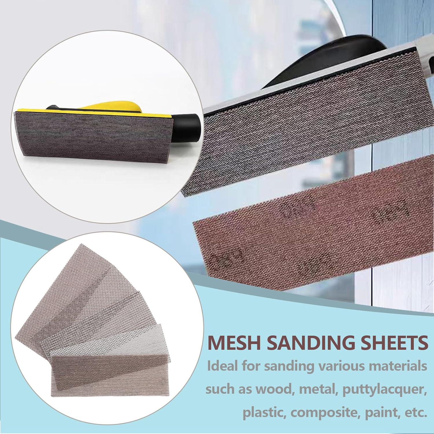 SG Store 25Pcs Mesh Sanding Sheets 70X198Mm Mesh Hook and Loop Sanding Pads Silicon Carbide 80 120 180 240 400 Grit for Orbital Sander Hand Sanding Polishing