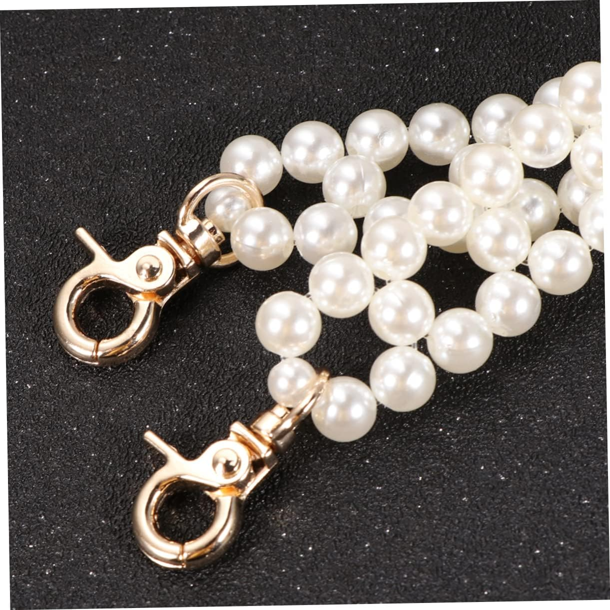 Angoily Double Row Pearl Bag Chain Replacement Strap Handbag Chain for Women Stylish Detachable Accessory for Crossbody Shoulder Bags for DIY Upgrading Your Purse