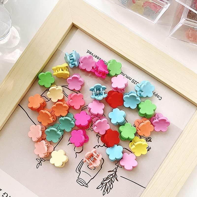 Pack of 50 Children'S Hair Clips, Flower Hair Clips, Girls, Flower Hair Clips, Small Flower Hair Clips, Hair Claws, Small Hair Clips for Baby, Toddler, Girls (Random Colours) image number 6