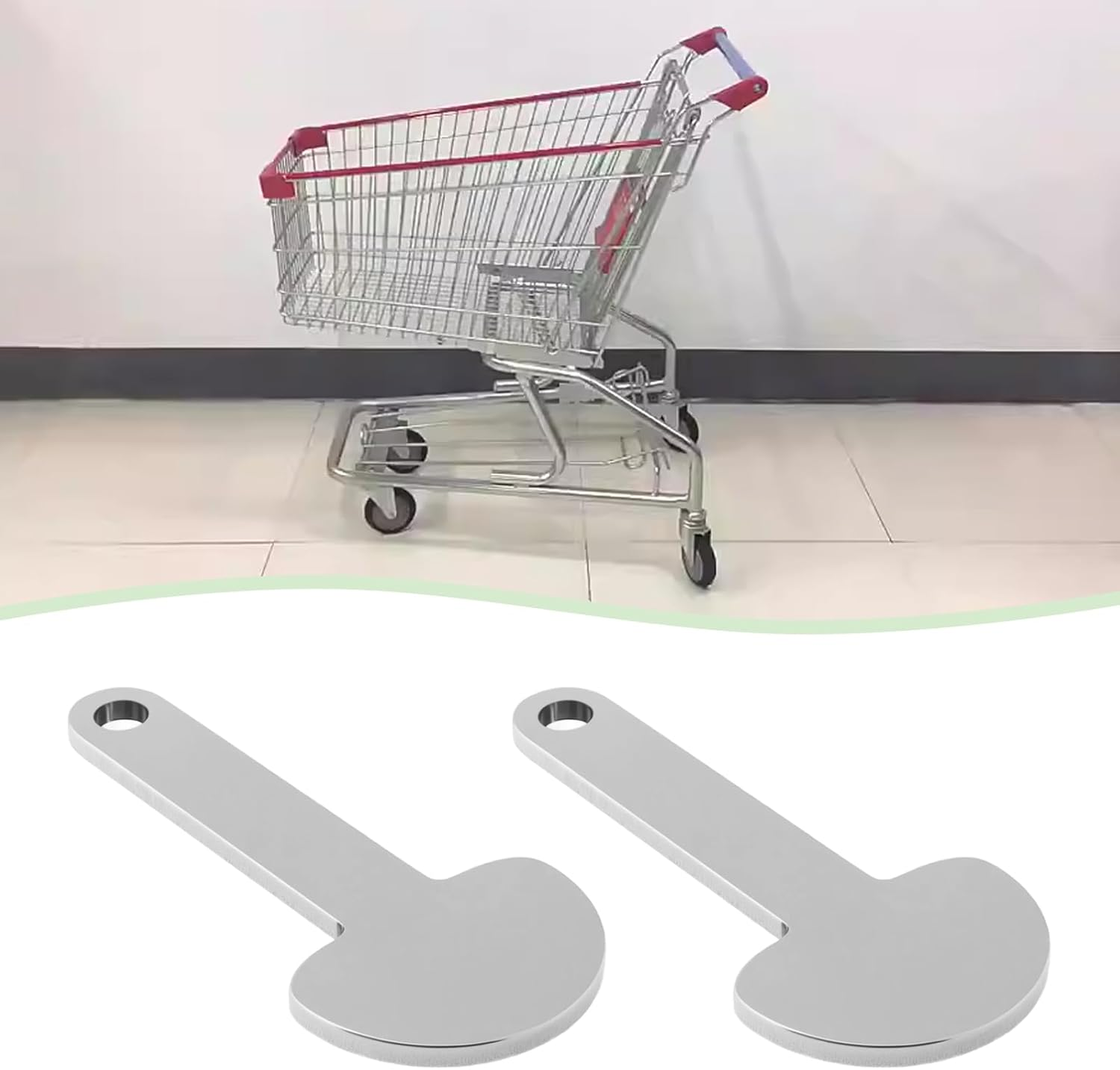 Emsea 4Pcs Reusable Supermarket Trolley Release Key with Ring Stainless Steel Compatible with B&M Compatible with Asda Trolley, 46X23Mm image number 3