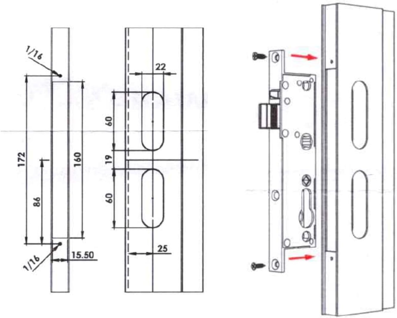 Security Screen Door Hinged | Black | Snib | Cylinder + 3 Keys