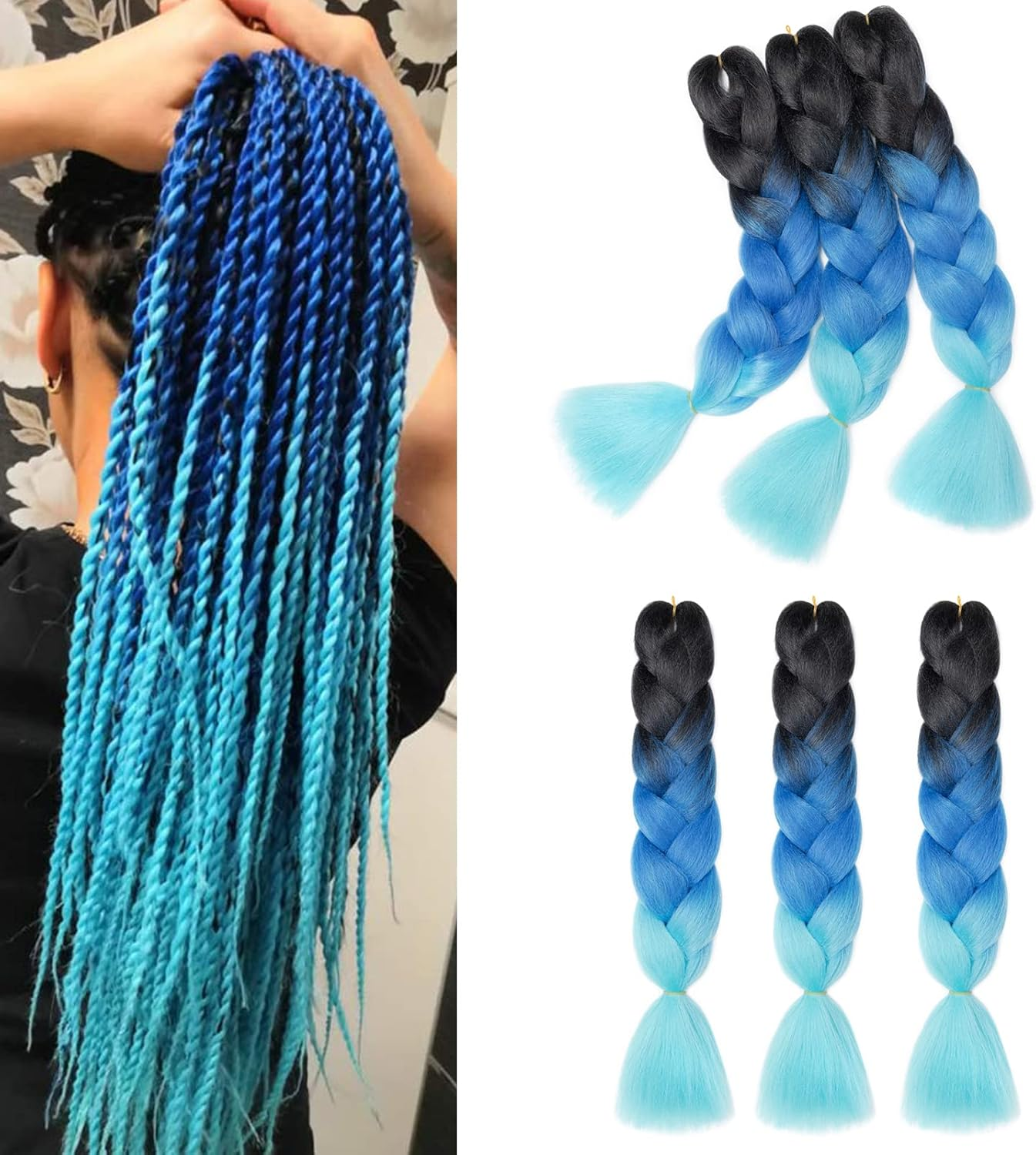 Gairyan Jumbo Braids Extensions Braiding Synthetic Hair for Braiding Hair 1 Piece 100 G Braiding Hair Extensions 60 Cm Ombre Synthetic Braids Afro Hair for Box Crochet Braids (Dark Purple)