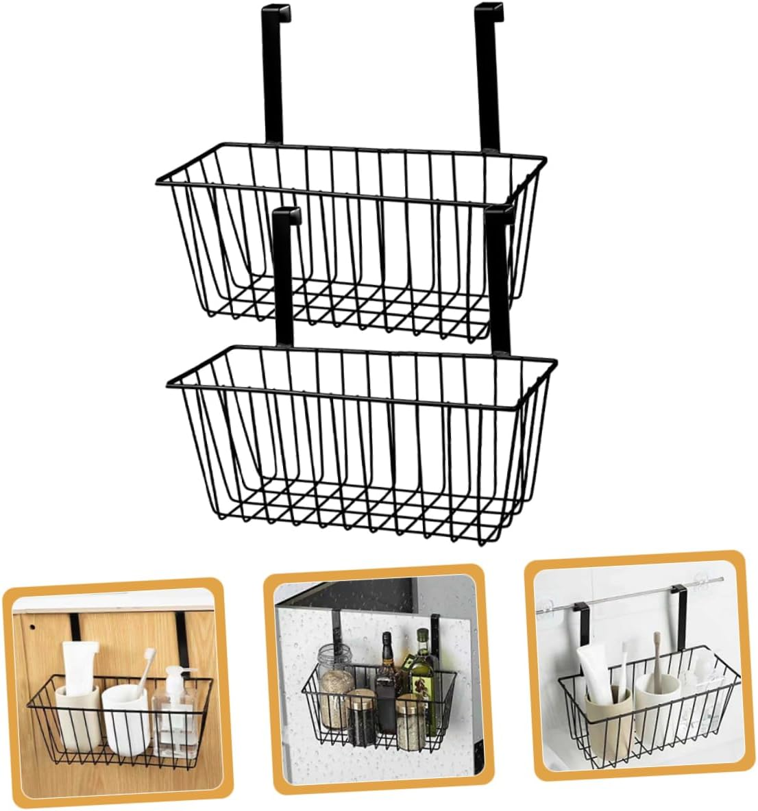 CIYODO 2Pcs Iron Hanging Basket for Bathroom and Kitchen Storage Multi-Use Sundries Rack Space-Saving Toiletries Organizer for Home Dorm and Utility Rooms image number 5