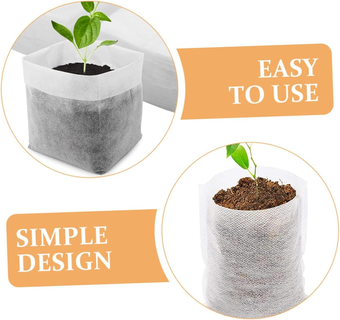 SUPVOX Planting Bags for Succulent Vegetable Herb Growing Non-Woven Plant Nursery Pouches Garden Supplies Grow Bags Flap Biodegradable