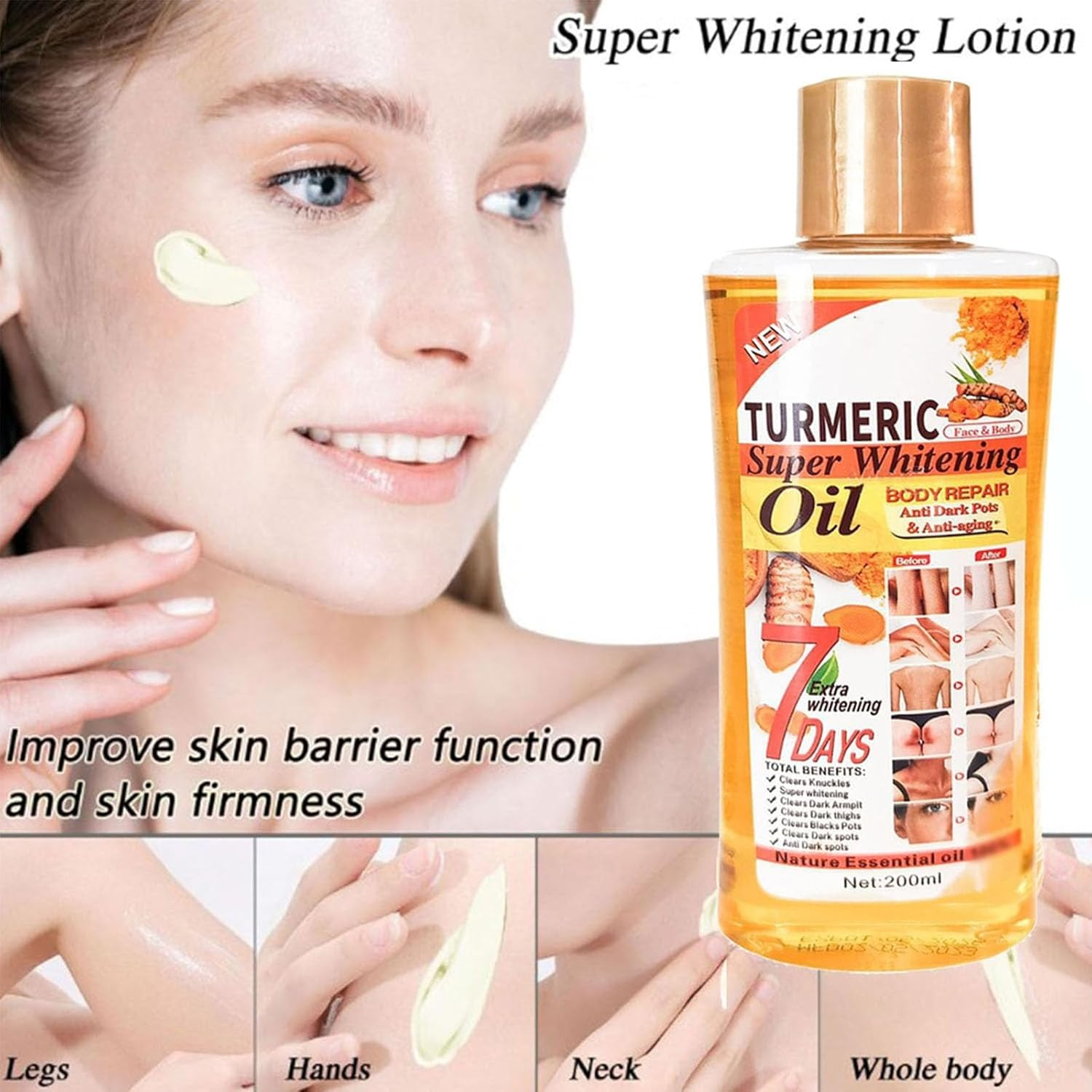Soft 7 Oil, Soft 7 Turmeric Oil, Soft 7 Oil Body, Soft 7 Turmeric Body Oil, Soft 7 Turmeric Honey Oil, Turmeric Oil for Skin, Veetgold Body Oil, Veetgold Turmeric Super Whitening Body Oil (1Pc) image number 4